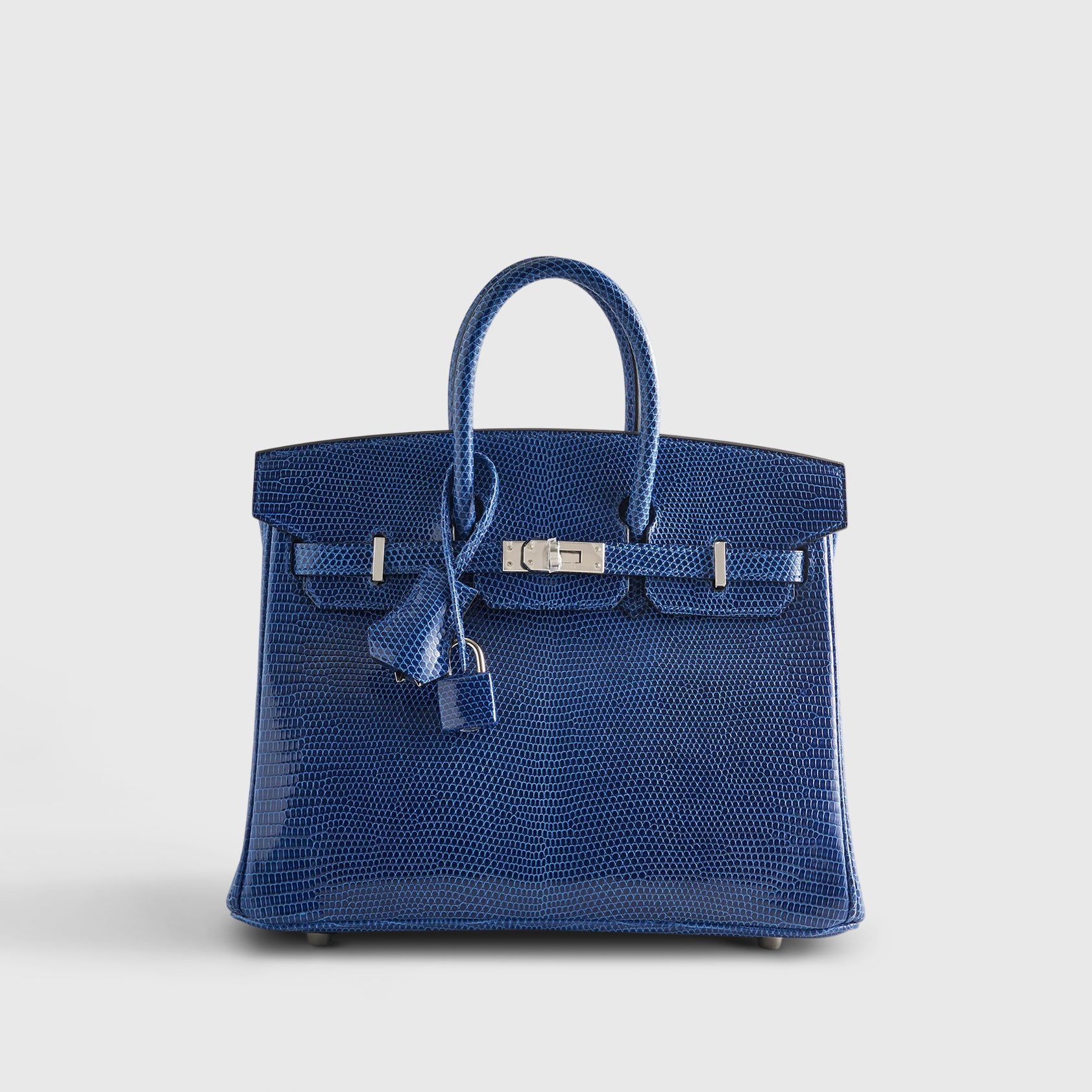 Hermès Birkin 25 Lizard Blue Sapphire Palladium Hardware Niloticus