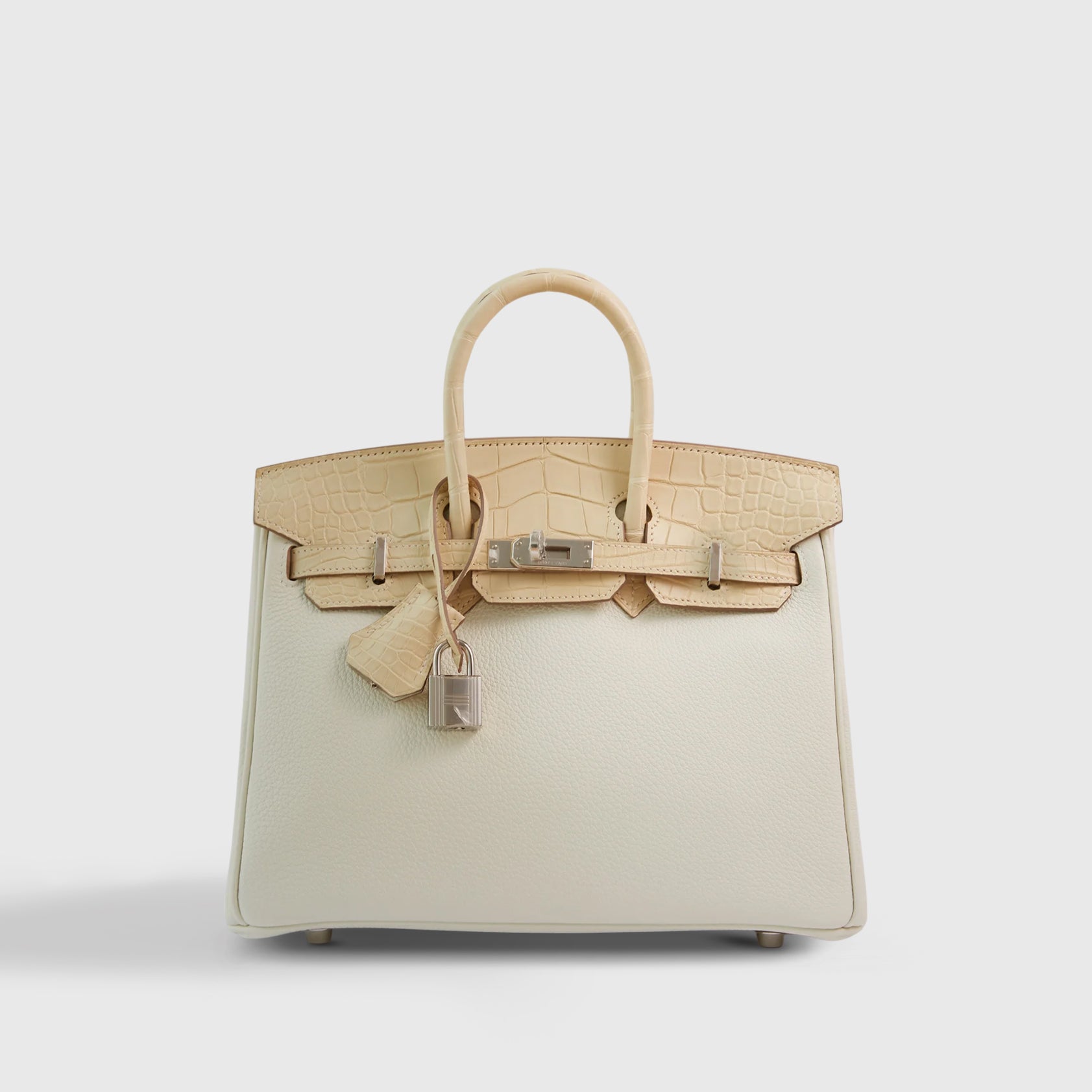 Hermès Birkin Touch 25 Togo, Alligator Mushroom/Vanille Matte Palladium Hardware