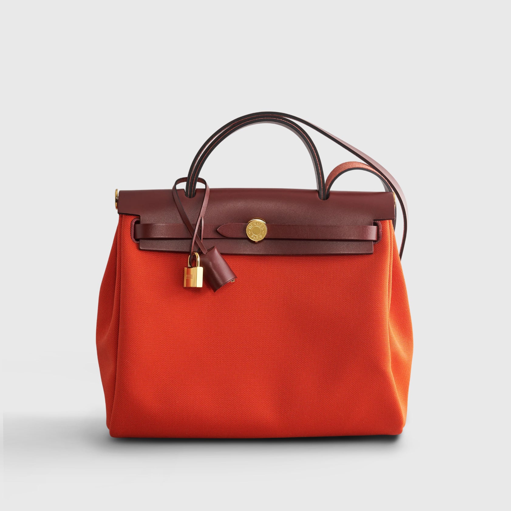 Hermès Herbag Zip 31 Orange Mecano/Rouge H Gold Hardware - eliteUSA
