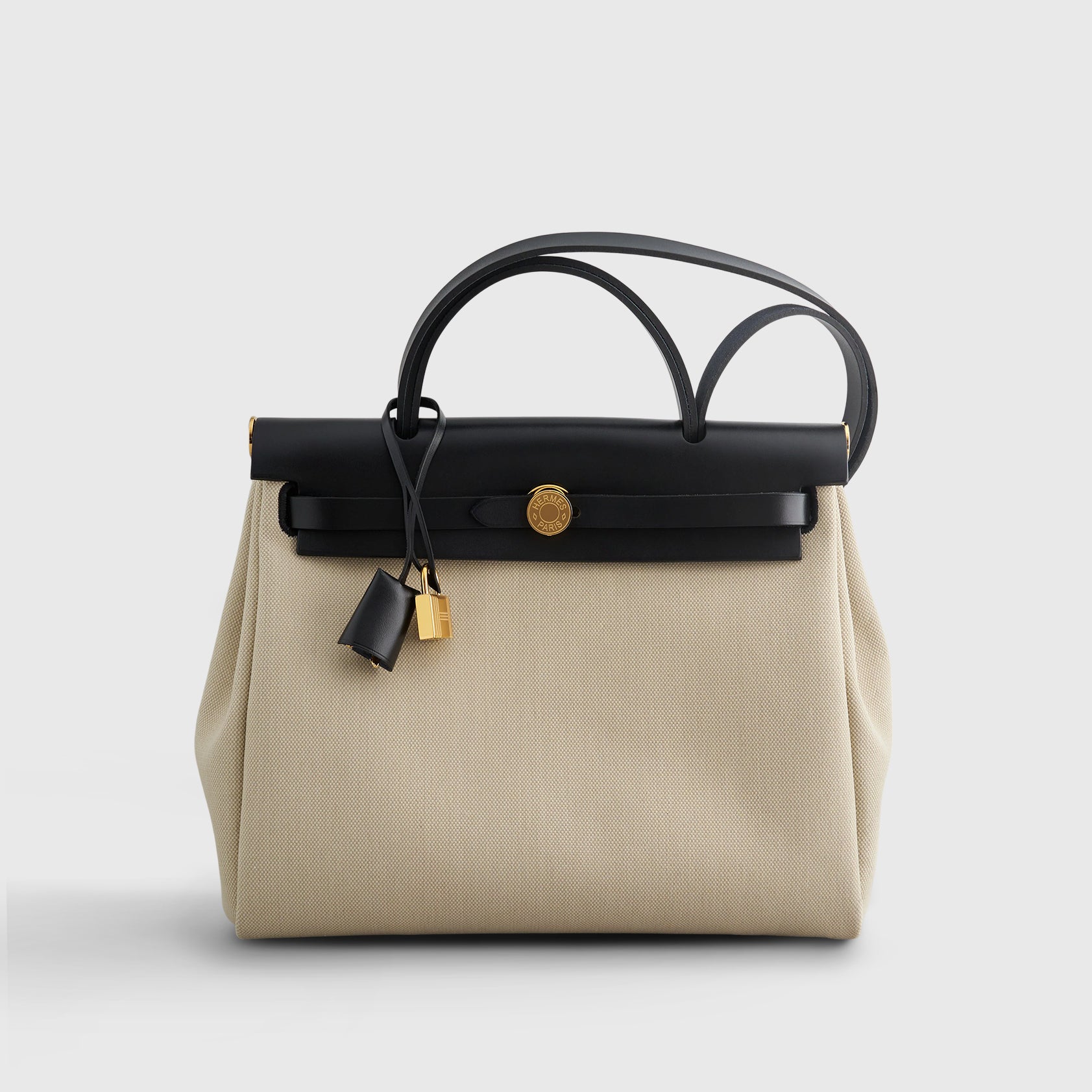 Hermès Herbag Zip 31 Toila Beton / Black Retourne Gold Hardware - eliteUSA