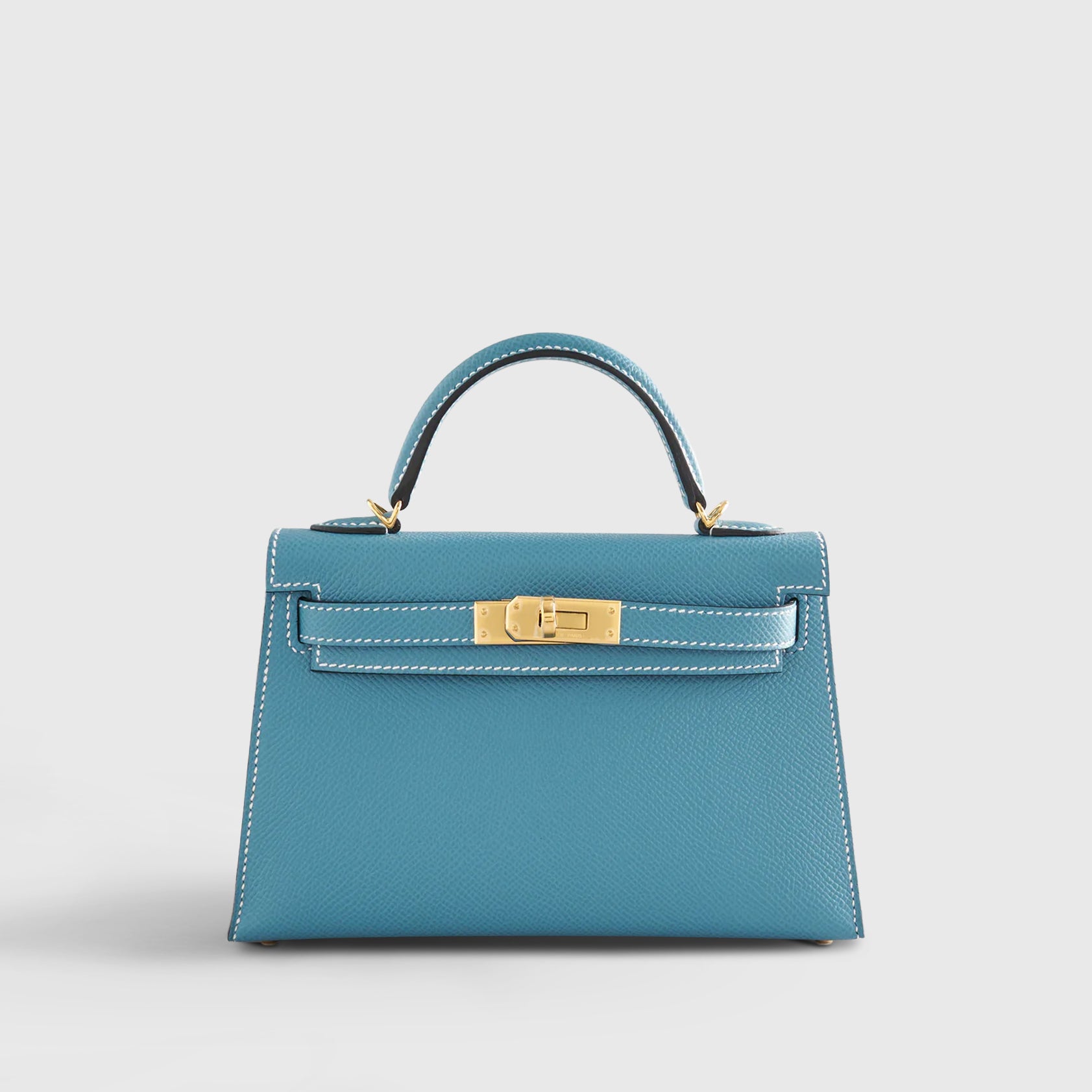 Hermès Kelly Mini Epsom New Blue Jean Sellier Gold Hardware - eliteUSA