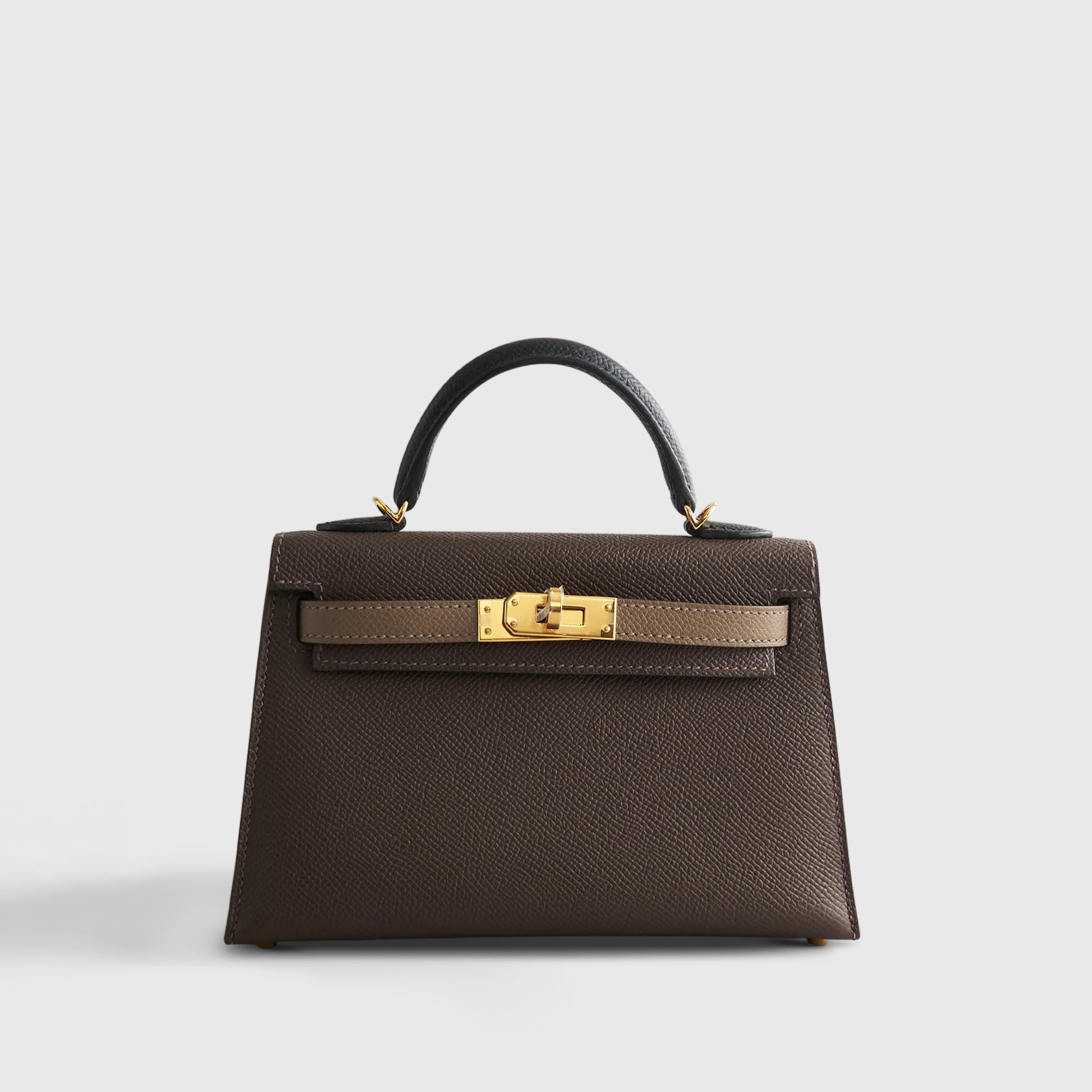 Hermès Kelly Mini Ecorce/Etoupe/Black Gold Hardware - eliteUSA