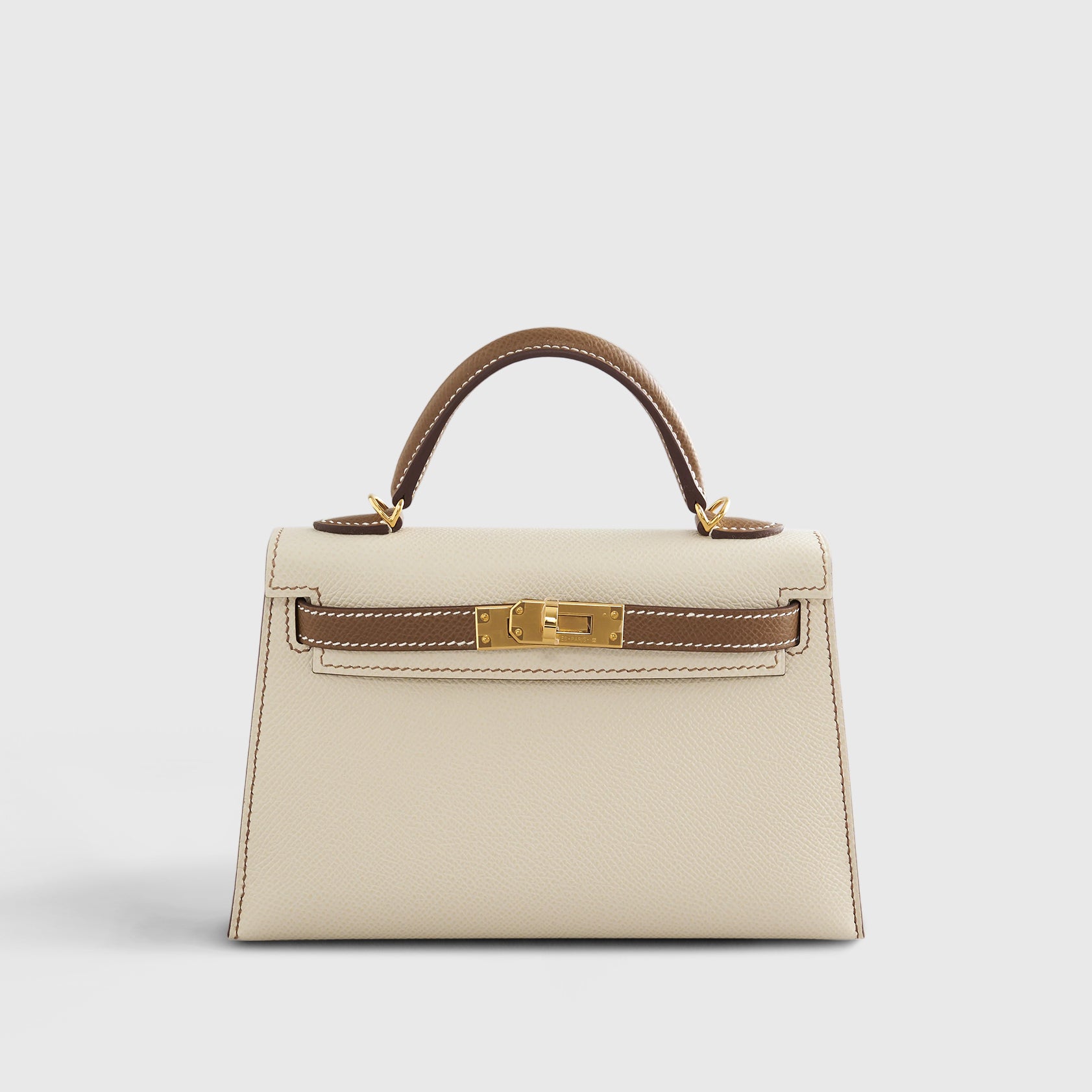 Hermès Kelly Mini Epsom Craie/Alezan Sellier Gold Hardware HSS - eliteUSA
