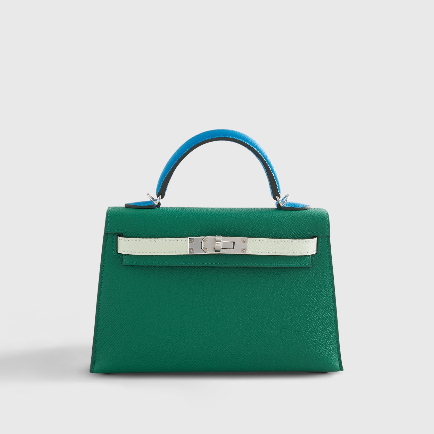 Hermès Kelly Mini Epsom Vert Vertigo/Vert Fizz/Blue Zanzibar Palladium Hardware - eliteUSA