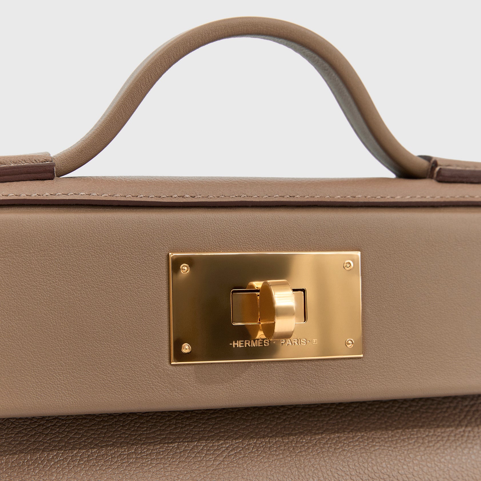 Hermès 24/24 Mini Evercolor, Swift Etoupe Gold Hardware