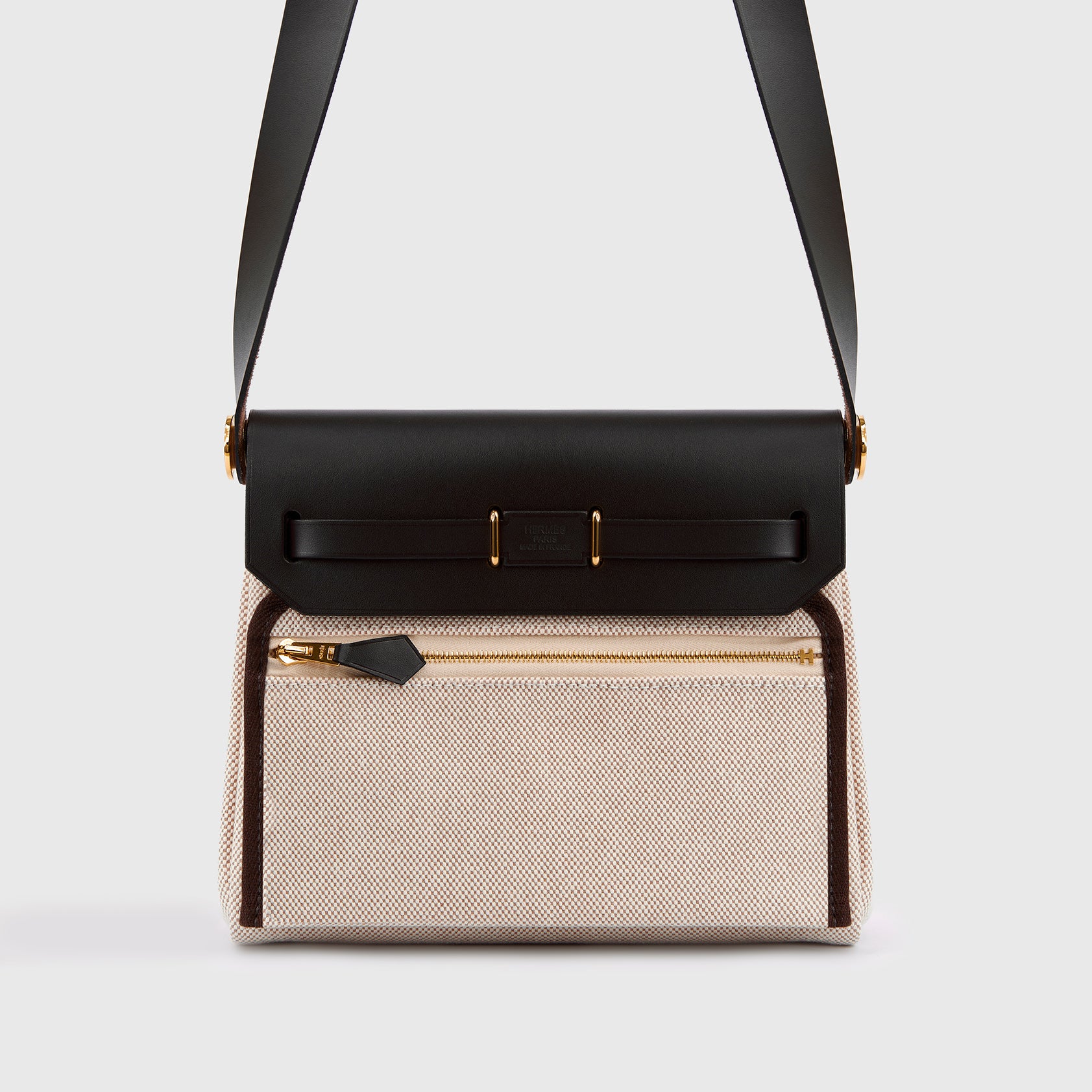 Hermès Herbag Mini Ecru Beige/Ebene Gold Hardware