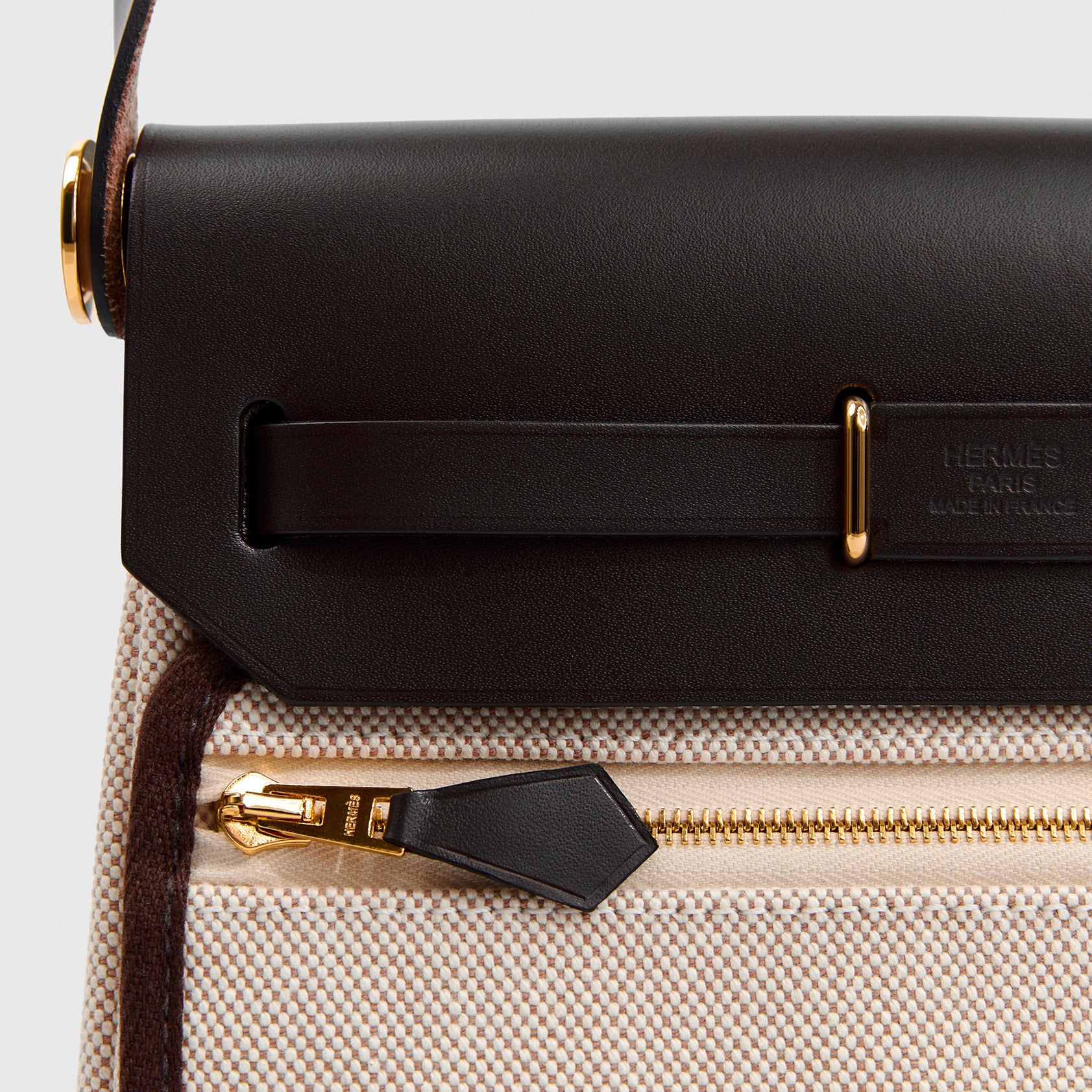 Hermès Herbag Mini Ecru Beige/Ebene Gold Hardware