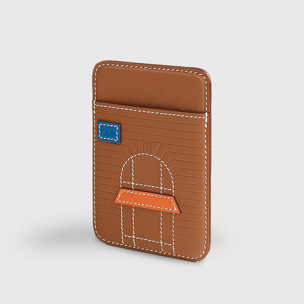 Hermès Faubourg MagSafe Cardholder Calfskin, Swift Gold/Blue De France/Orange