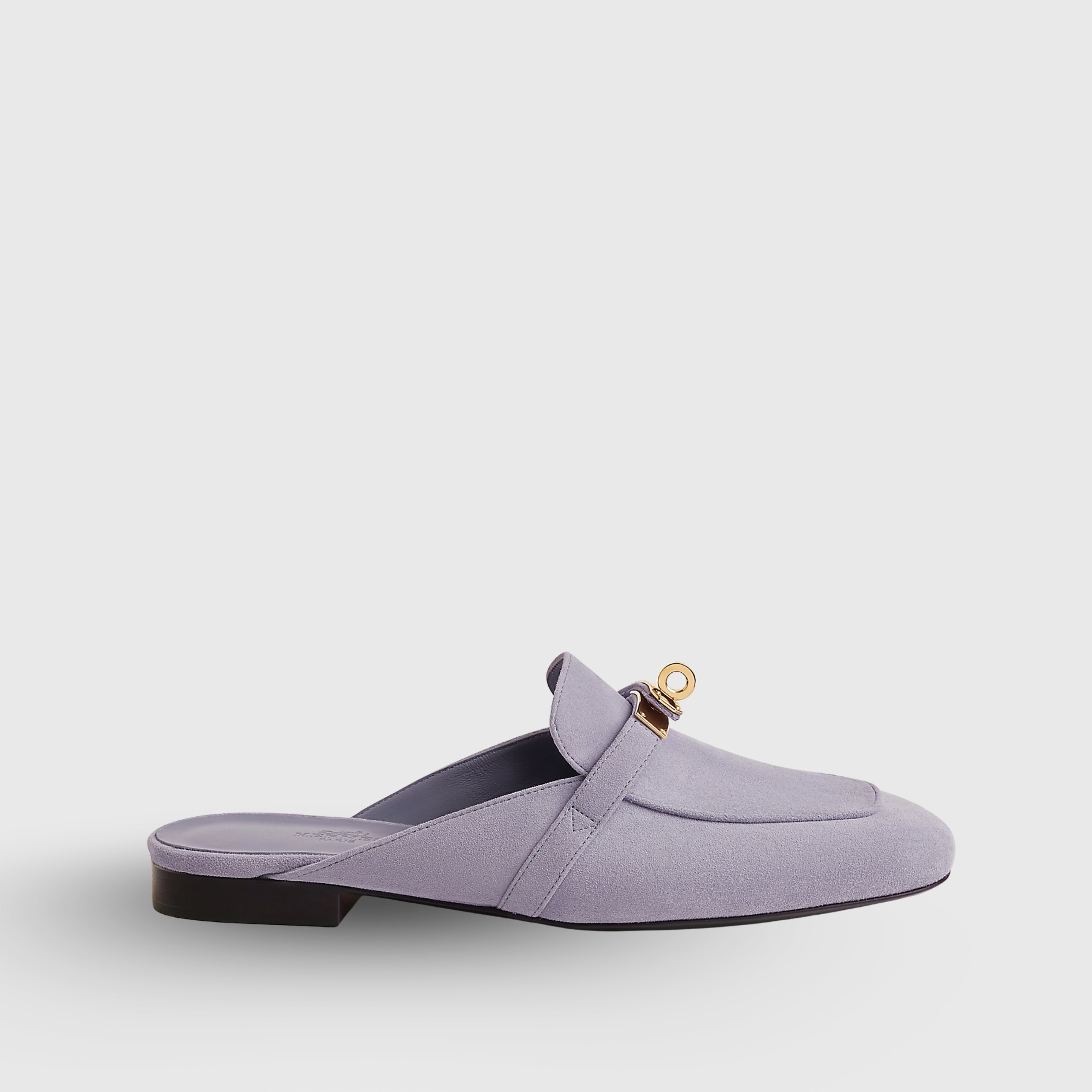 Hermès OZ Mules Suede Violet Glycine Gold Hardware