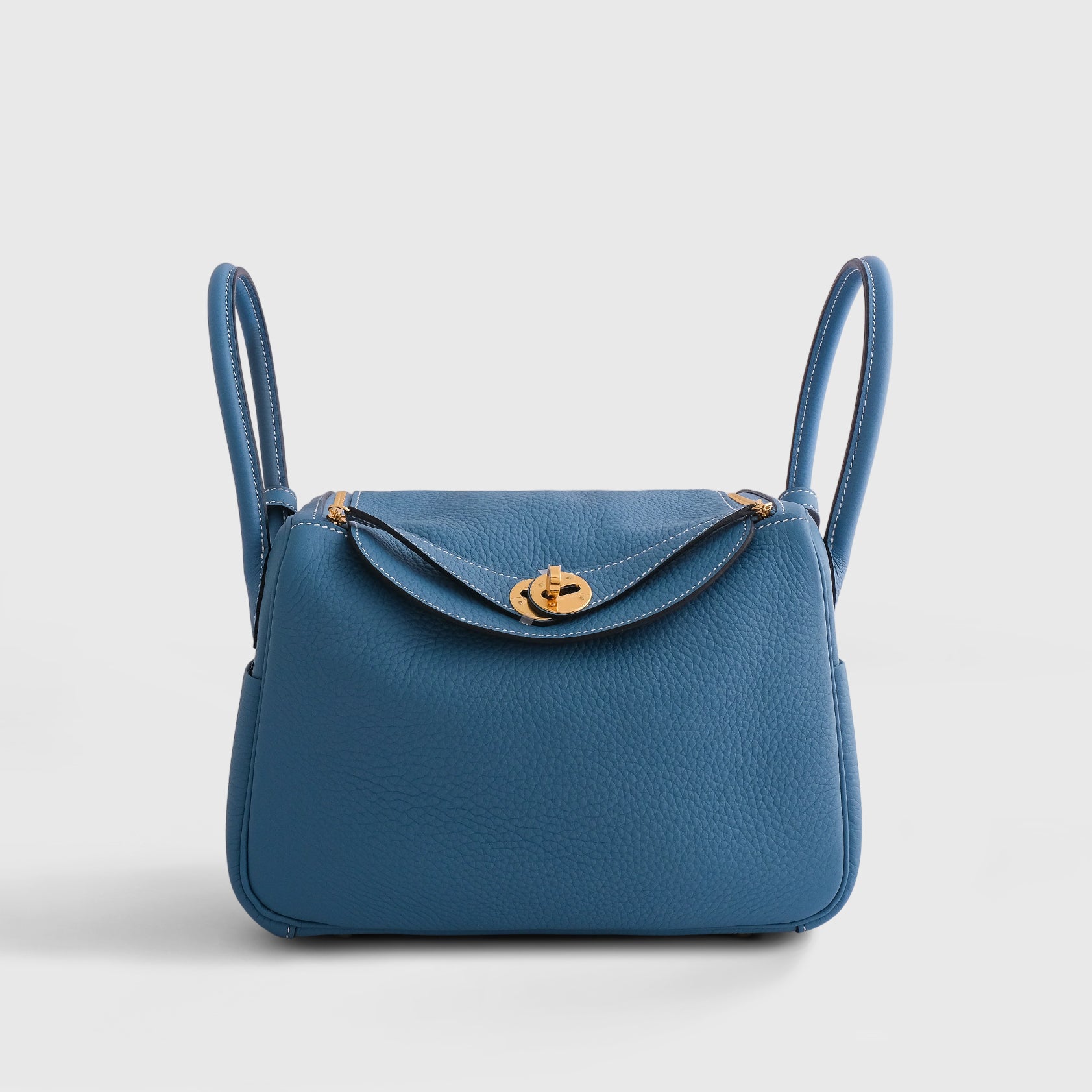 Hermès Lindy 26 Clemence New Blue Jean Gold Hardware