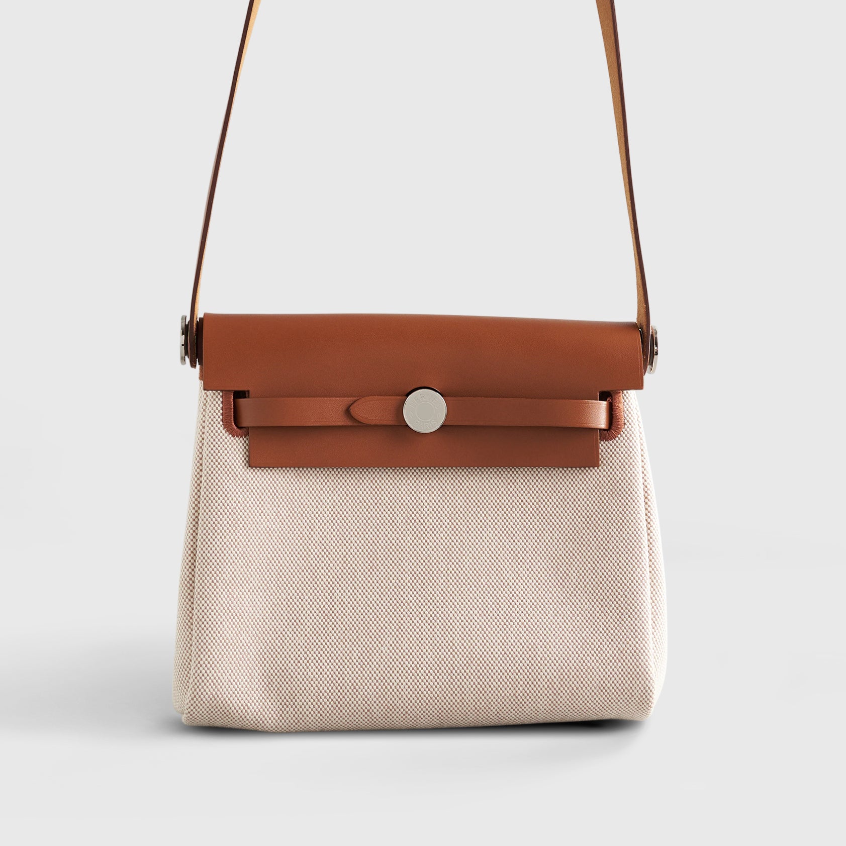 Hermès Herbag Mini Ecru Beige/Fauve Palladium Hardware
