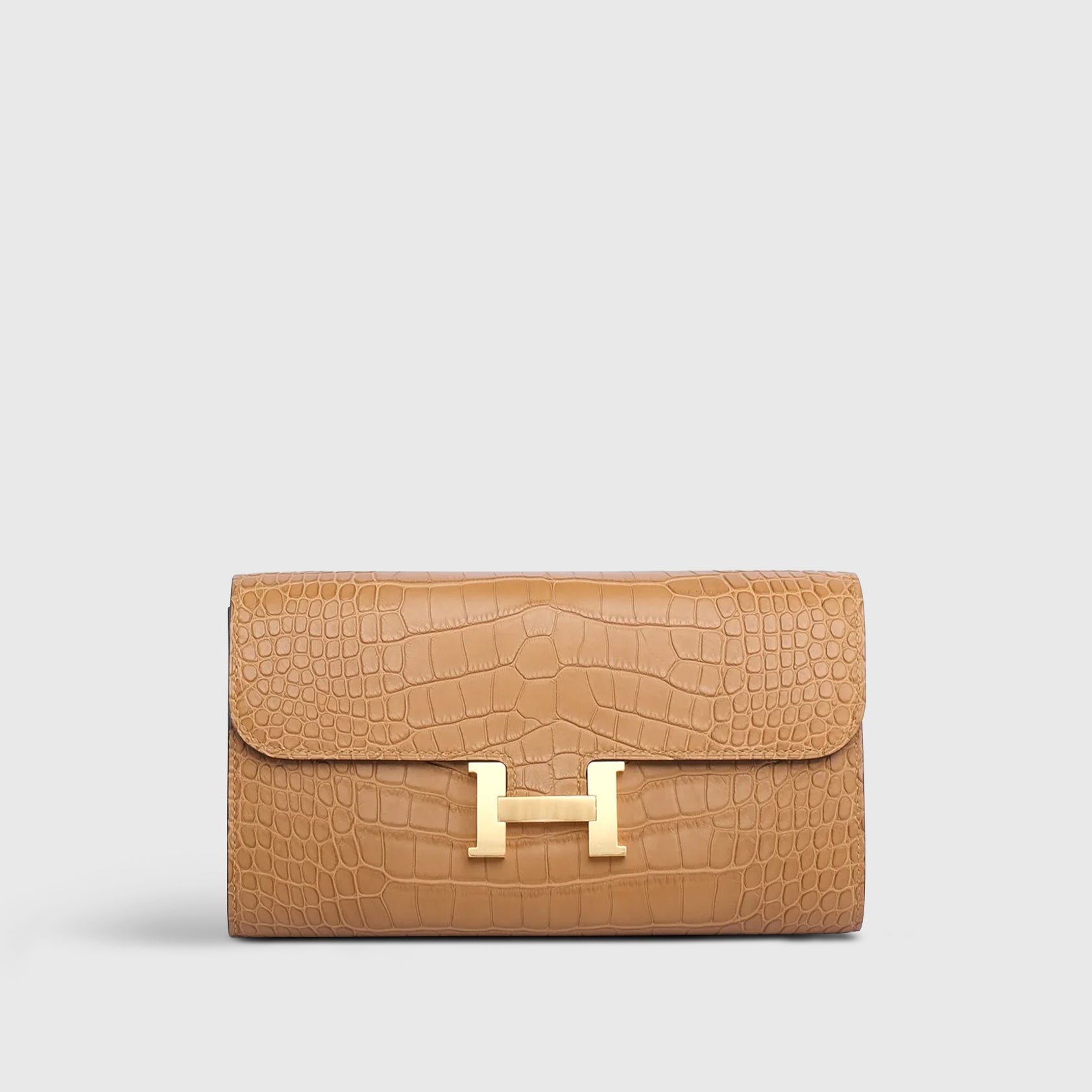Hermès Constance Long To Go Wallet Alligator Matte Kraft Gold Hardware - eliteUSA