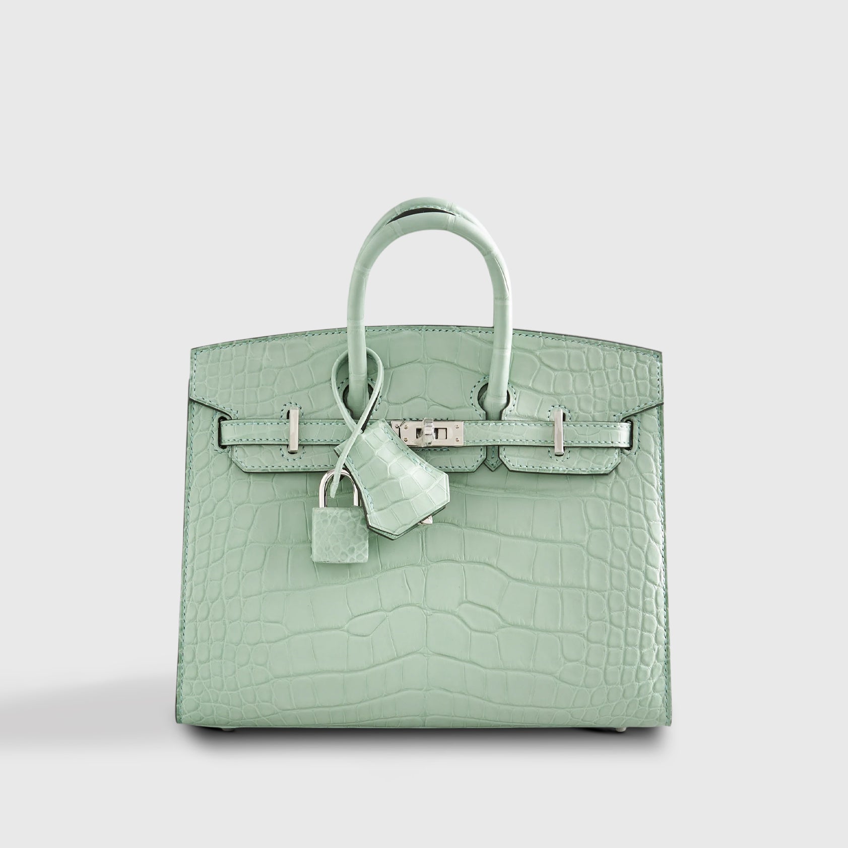 Hermès Birkin 20 Alligator Vert D'Eau Matte Sellier Palladium Hardware