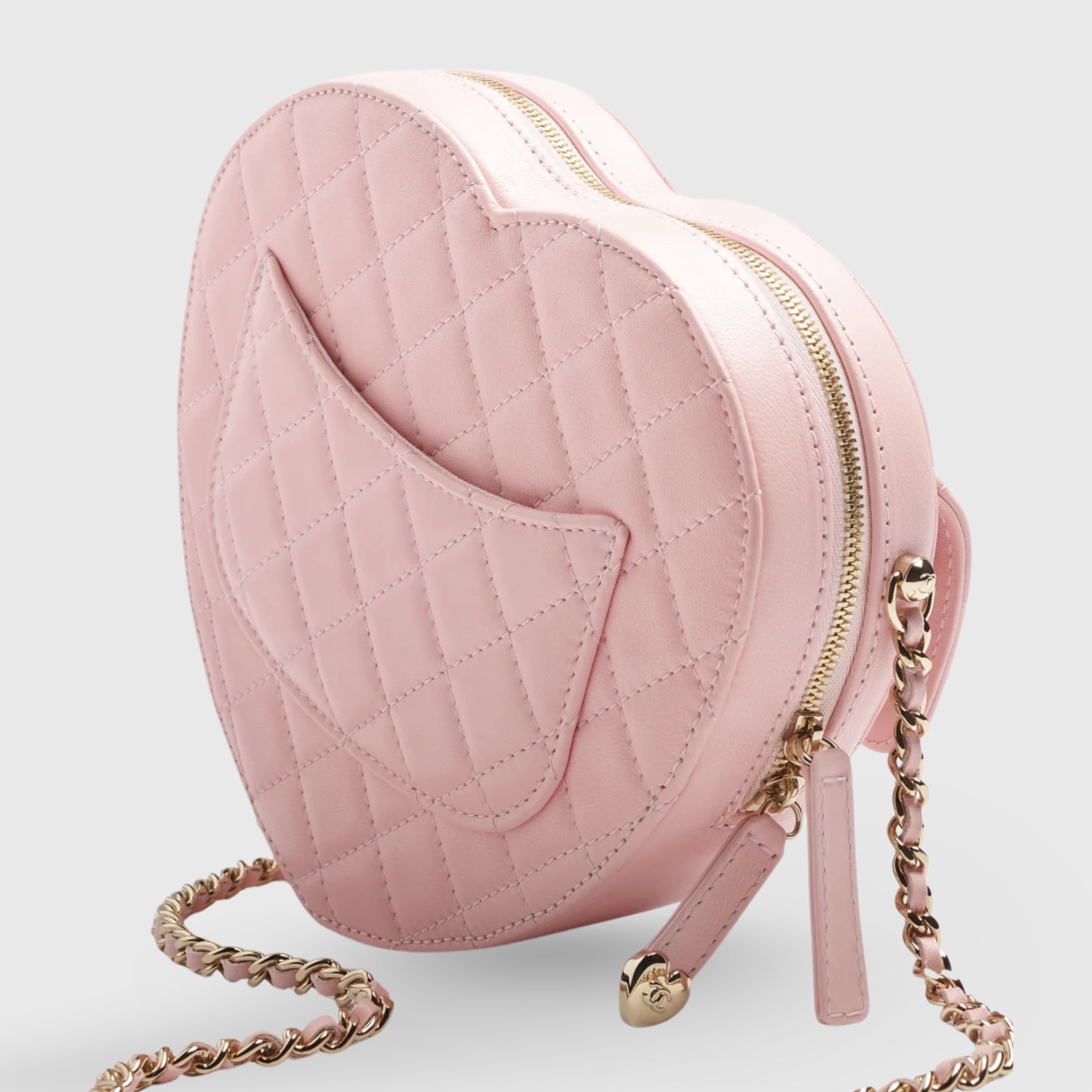 Chanel Heart Bag Quilted Large Lambskin Light Pink Gold Hardware