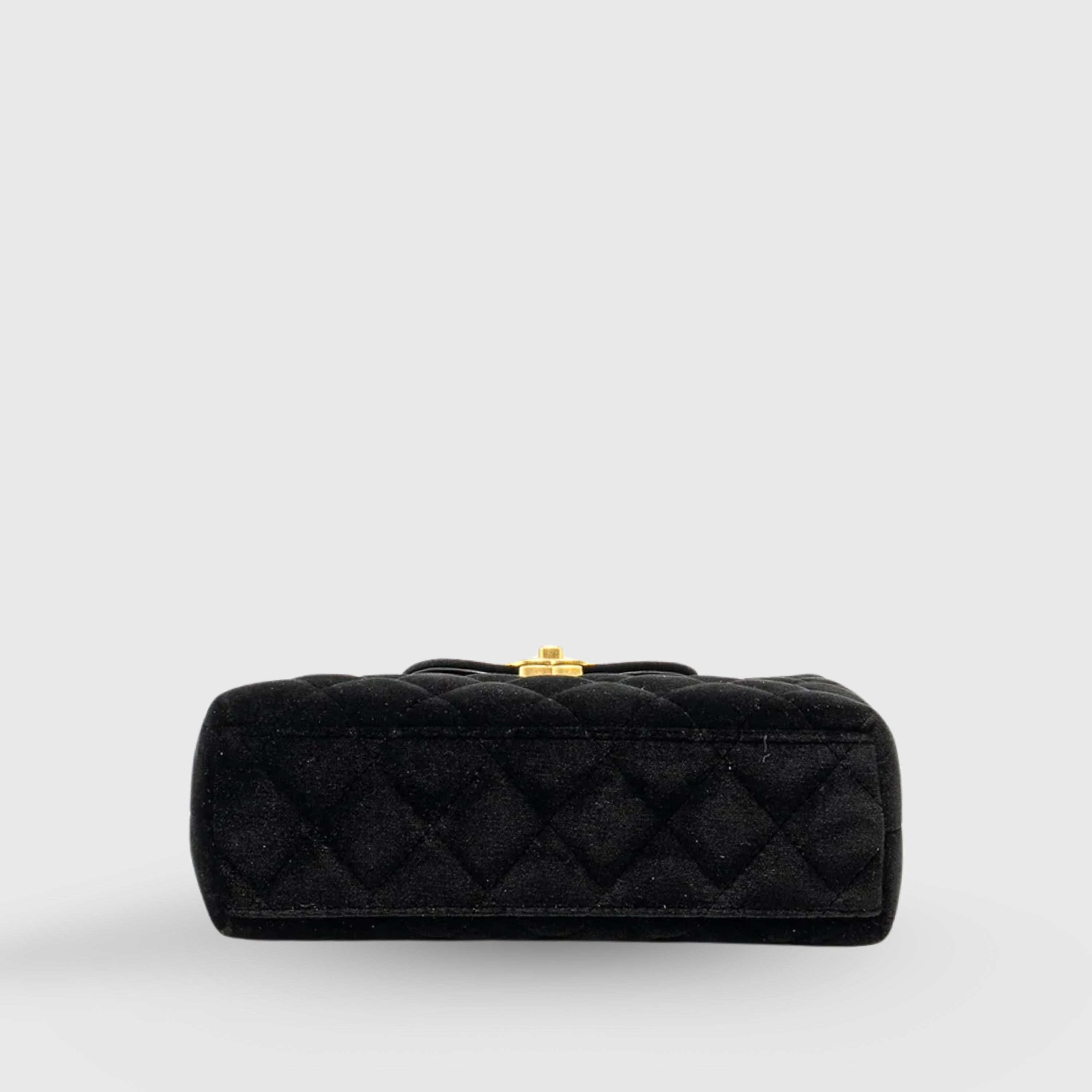 Chanel Shopping Bag Mini Velvet Black Gold Hardware