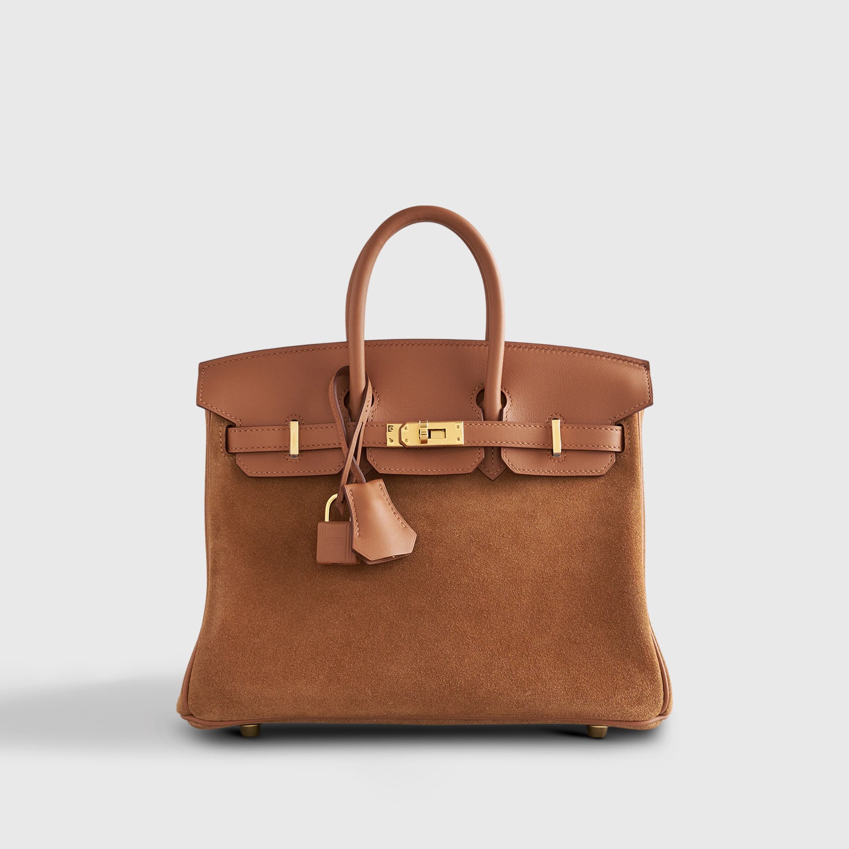 Hermès Birkin 25 Suede, Swift Chamois/Gold Grizzly Gold Hardware