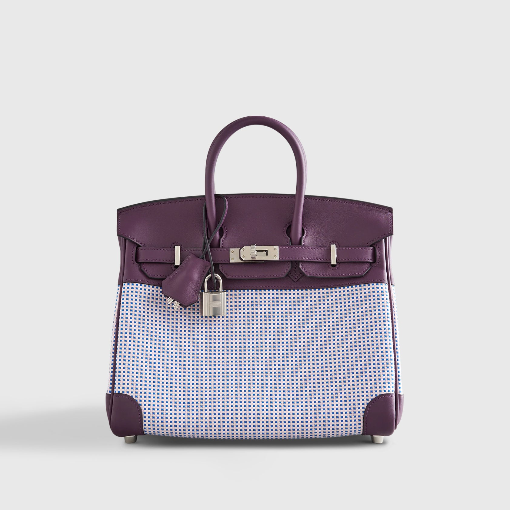 Hermès Birkin 25 Swift, Toila Ecru/Mauve/Blue Bill/Cassis Quadrille Palladium Hardware