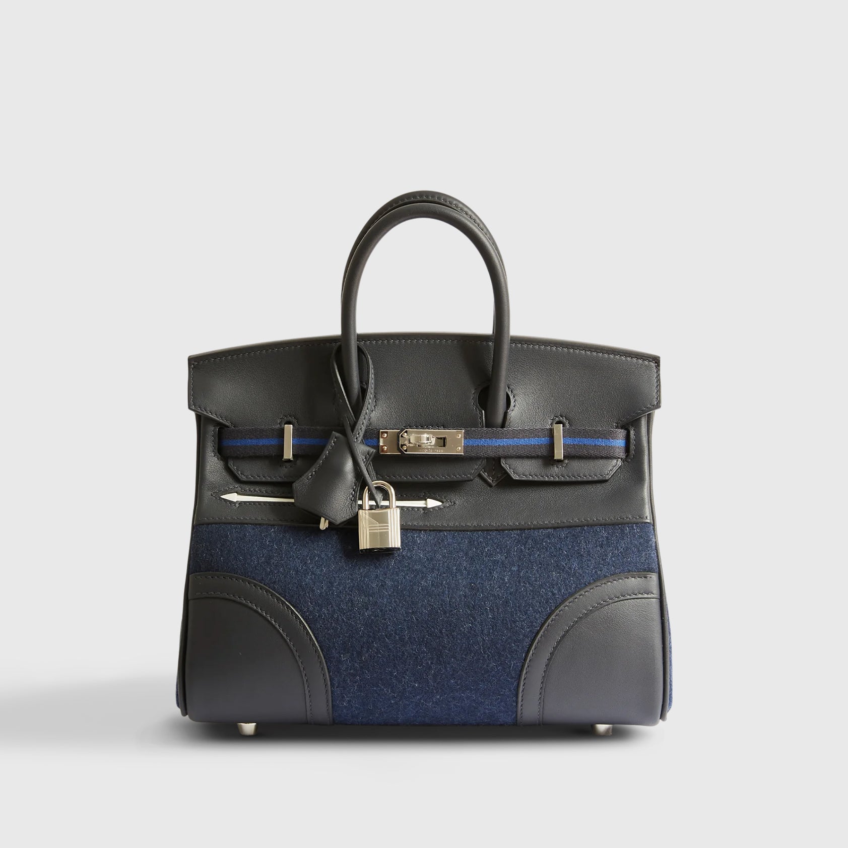 Hermès Birkin Go Team 25 Swift, Feutre Caban\Blue France\Blue Nuit Palladium Hardware