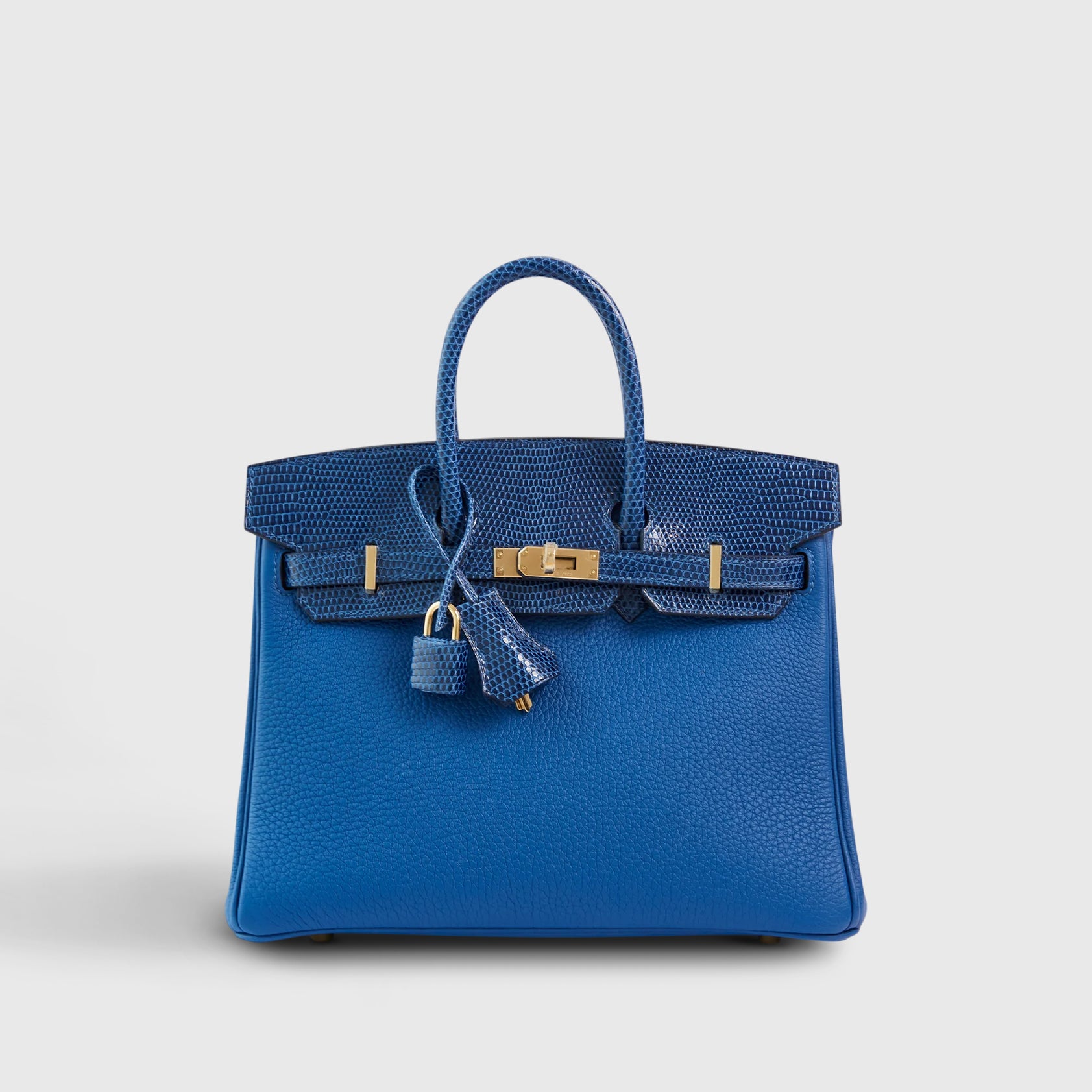 Hermès Birkin Touch 25 Togo, Lizard Blue France/Blue Sapphire Permabrass Hardware