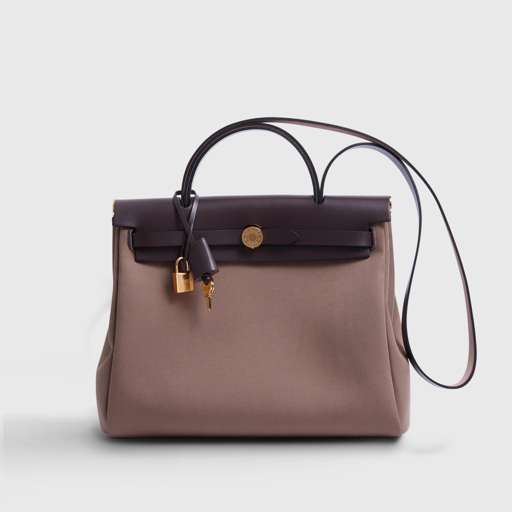 Hermès Herbag Zip 31 Etoupe/Ebene Gold Hardware