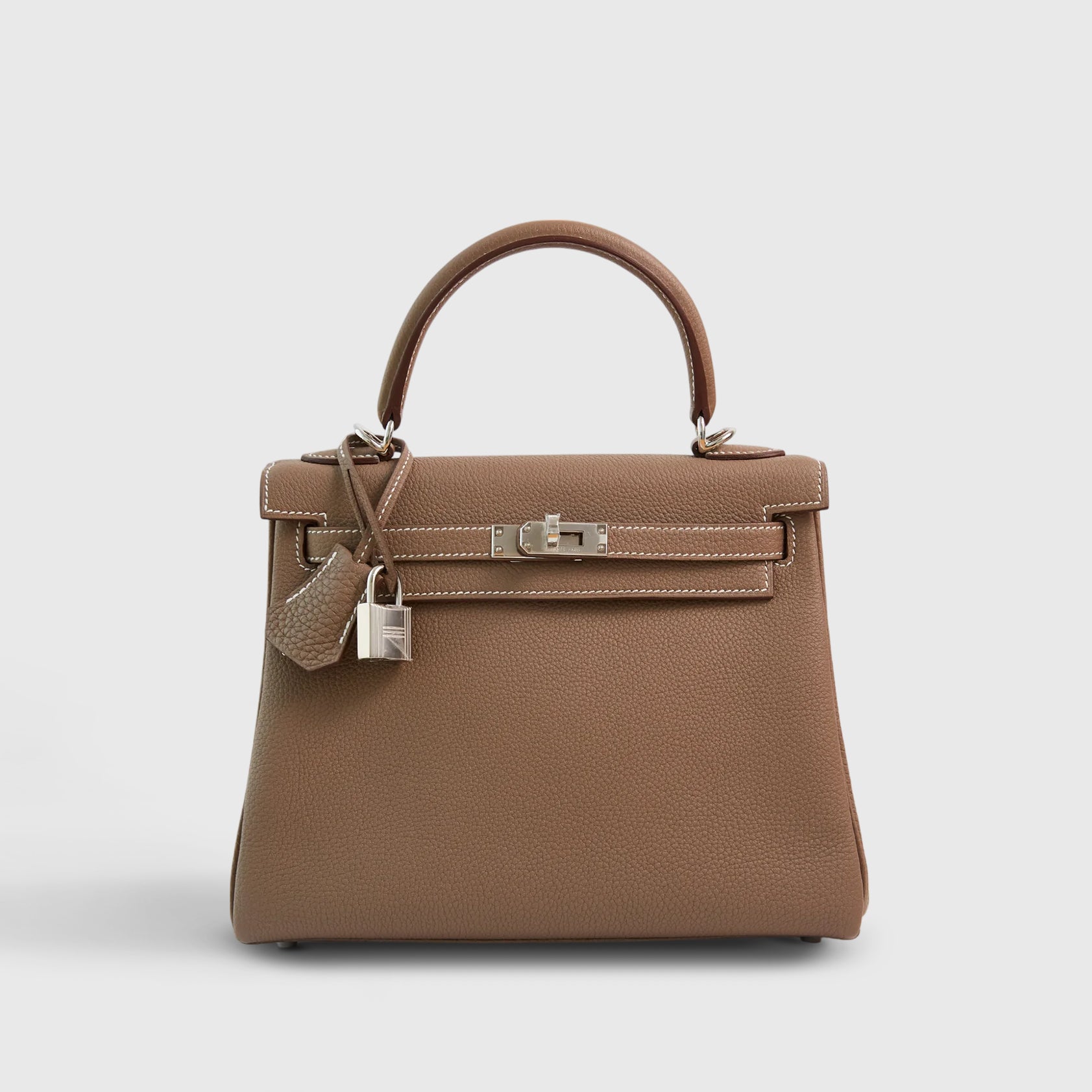 Hermès Kelly 25 Togo Etoupe Retourne Palladium Hardware