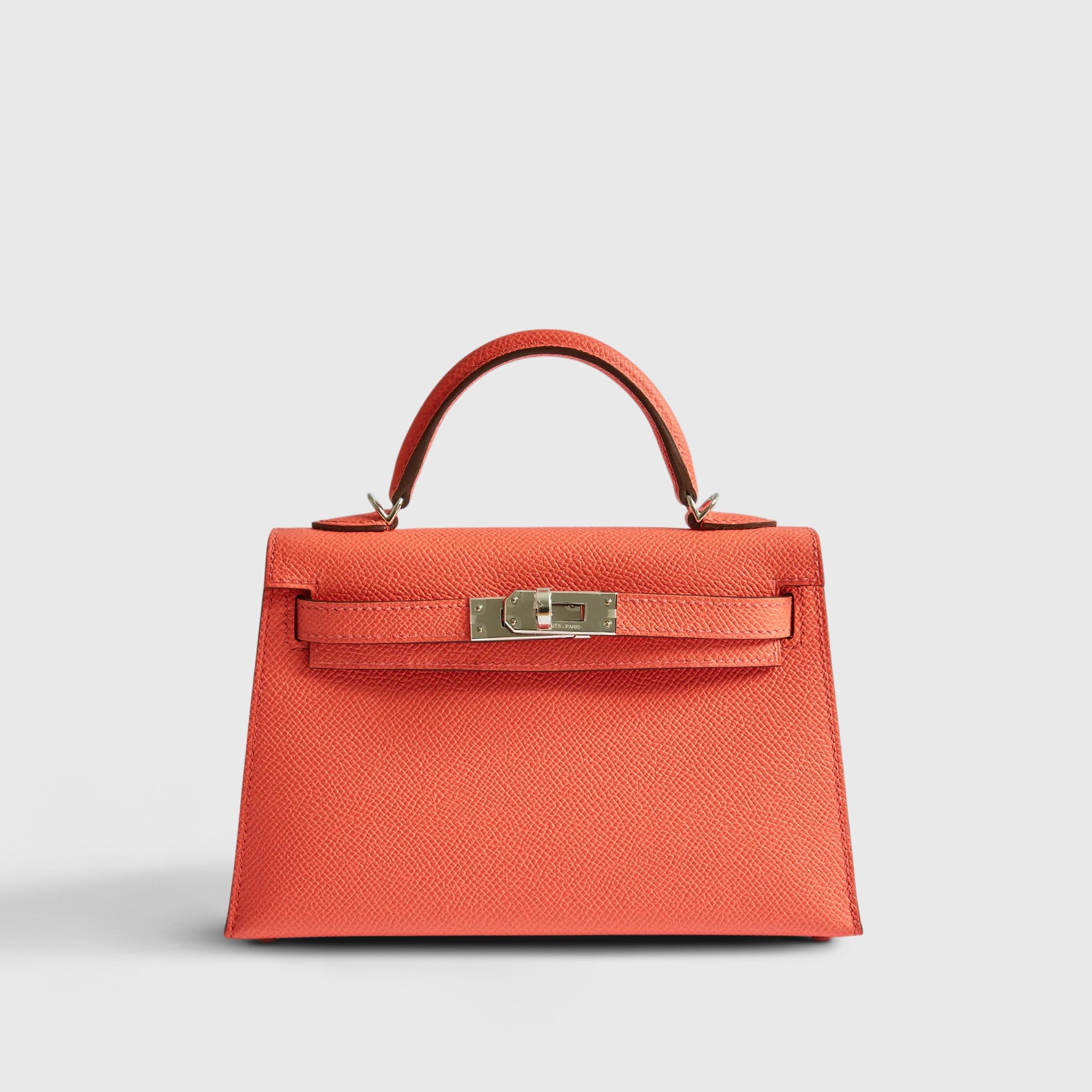 Hermès Kelly Mini Epsom Rose Texas Palladium Hardware with Gold/White Strap