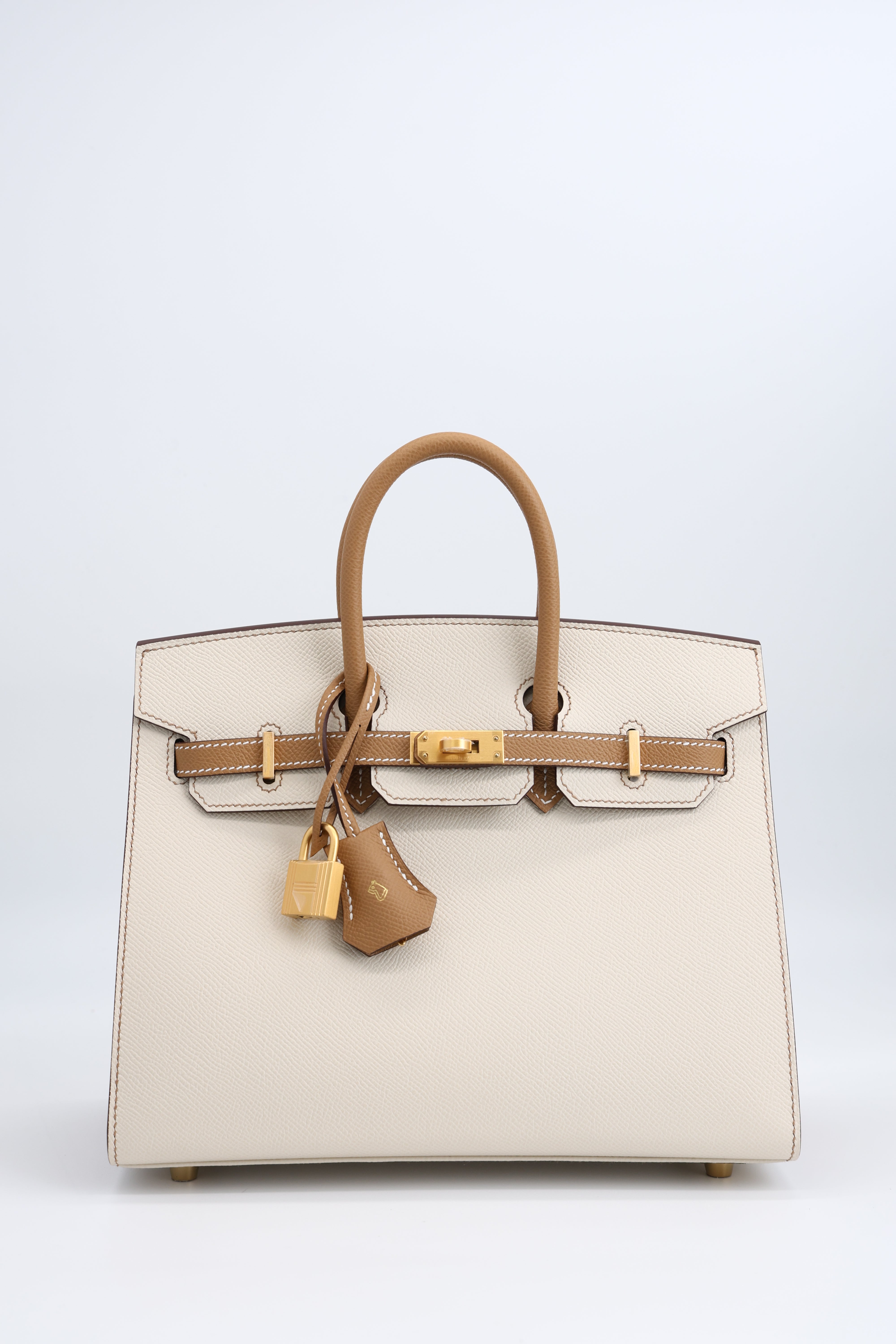 ***Hermès Birkin 25 Epsom Craie/Biscuit Brushed Gold Hardware HSS