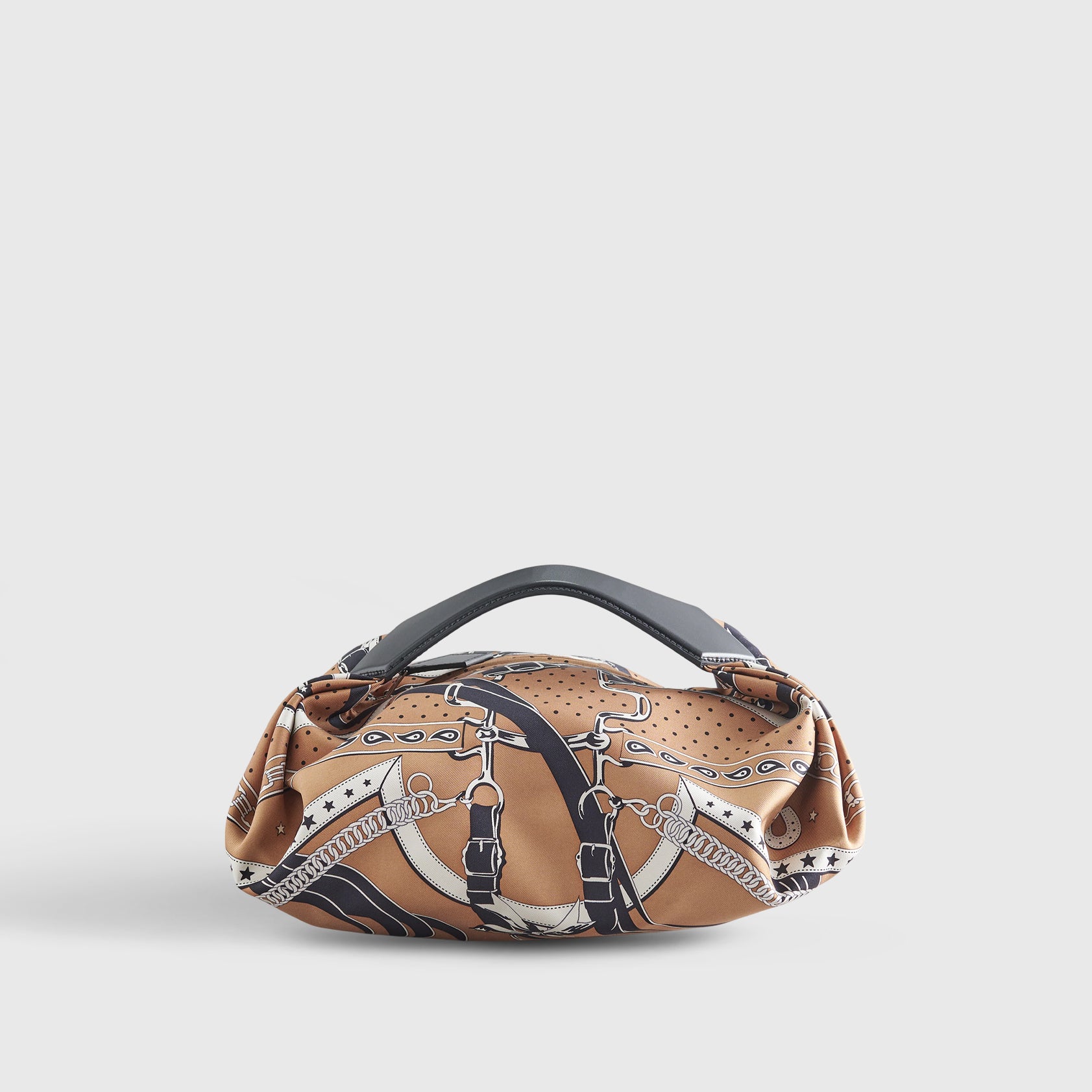 Hermès Balusoie Bag Silk Biscuit/Black La Promenade du Matin Bandana - eliteUSA