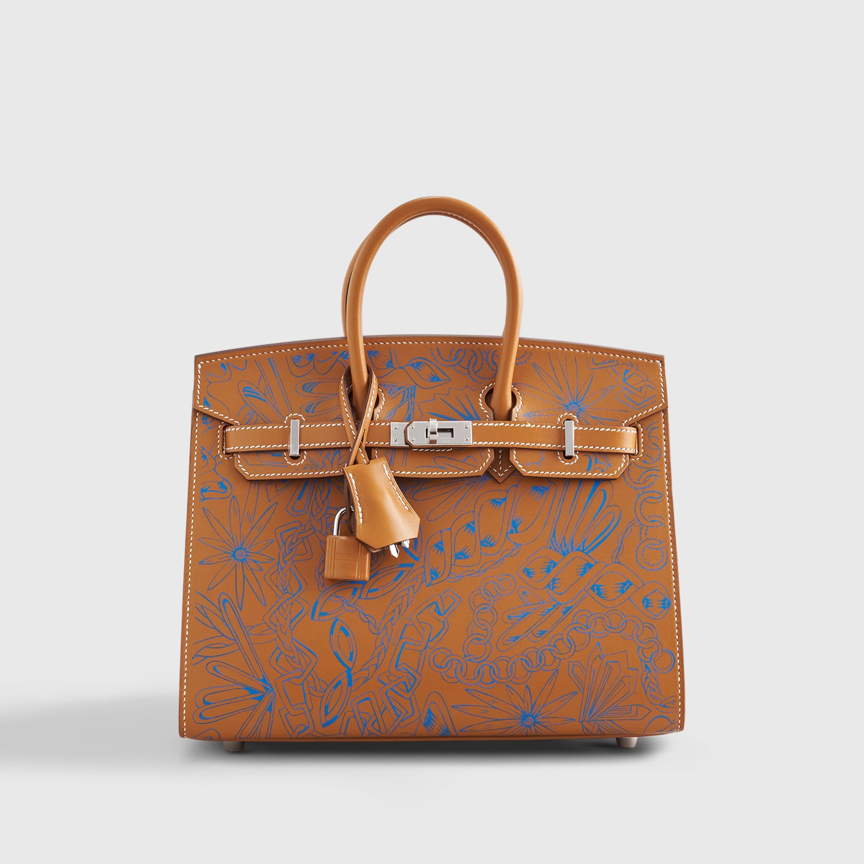 Hermès Birkin 25 Butler Natural Sable/Blue Palladium Hardware Maillons En Chain - eliteUSA