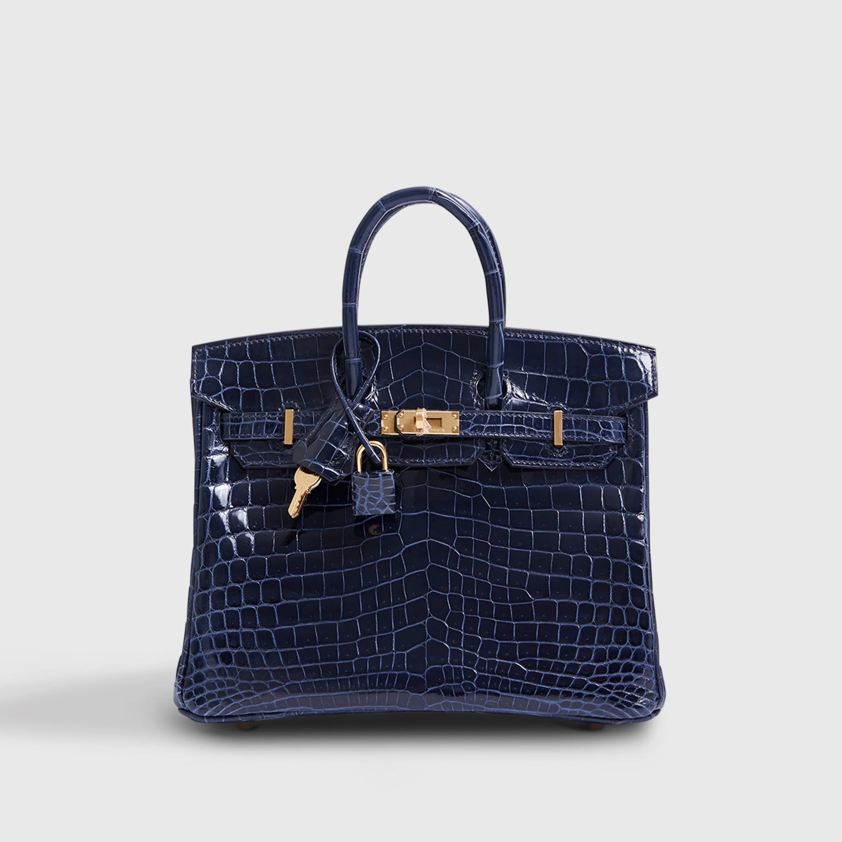 Hermès Birkin 25 Croc Blue Baltique Nilo Shiny Gold Hardware