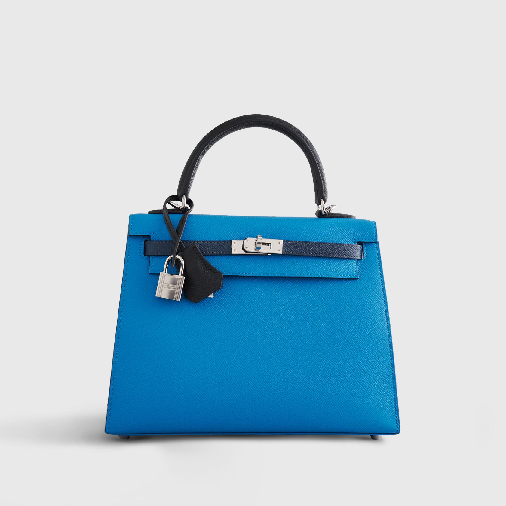 Hermès Kelly 25 Epsom Blue Zanzibar/Blue de Prusse/Black Sellier Palladium Hardware - eliteUSA