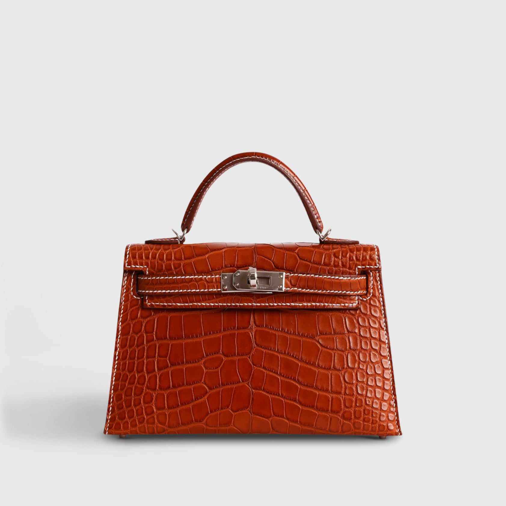 Hermès Kelly Mini Alligator, Barenia Fauve Palladium Hardware Sellier Matte