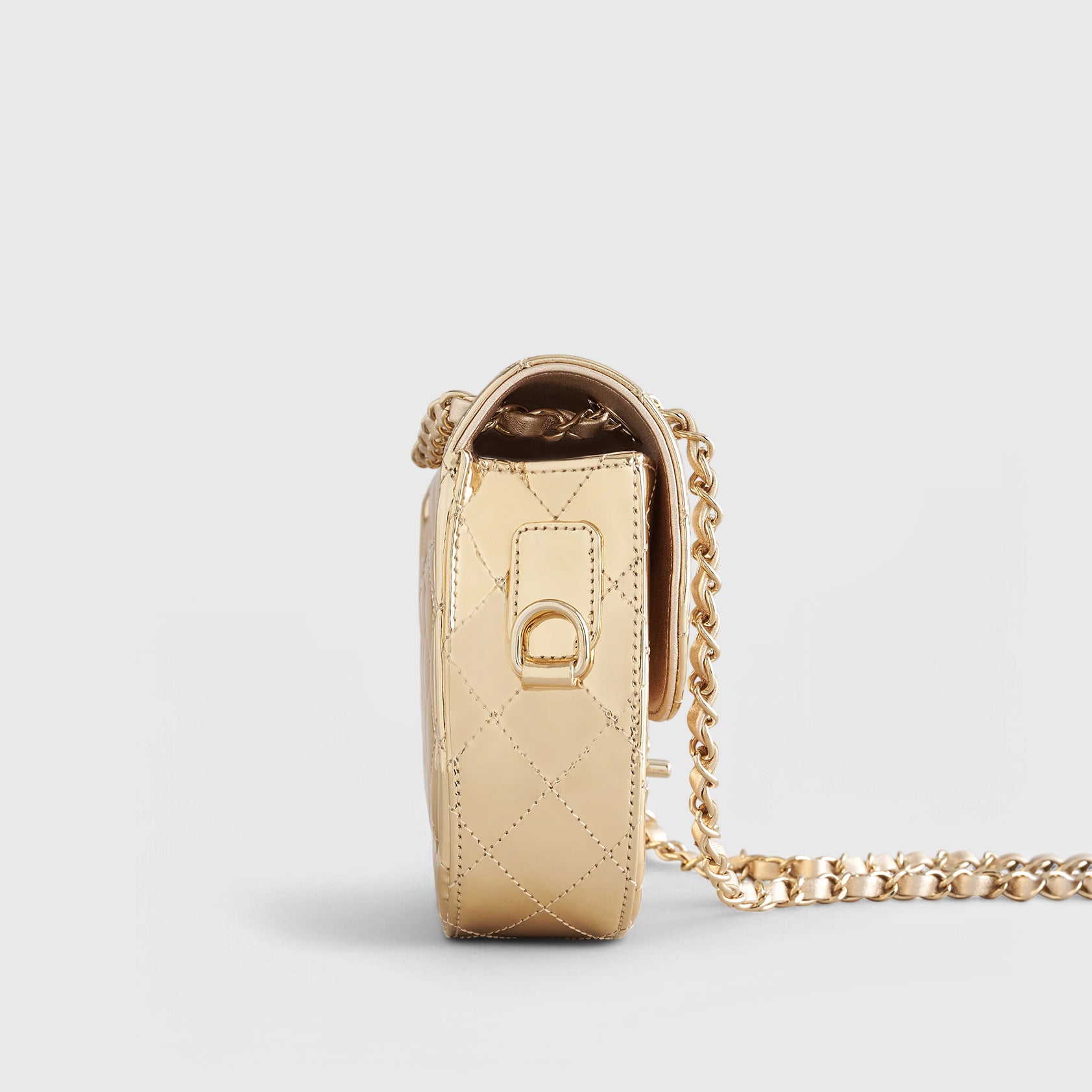 Chanel Quilted Flapbag Star Coin Small 7 Calfskin Metallic Gold w/ Chain Gold Hardware - eliteUSA