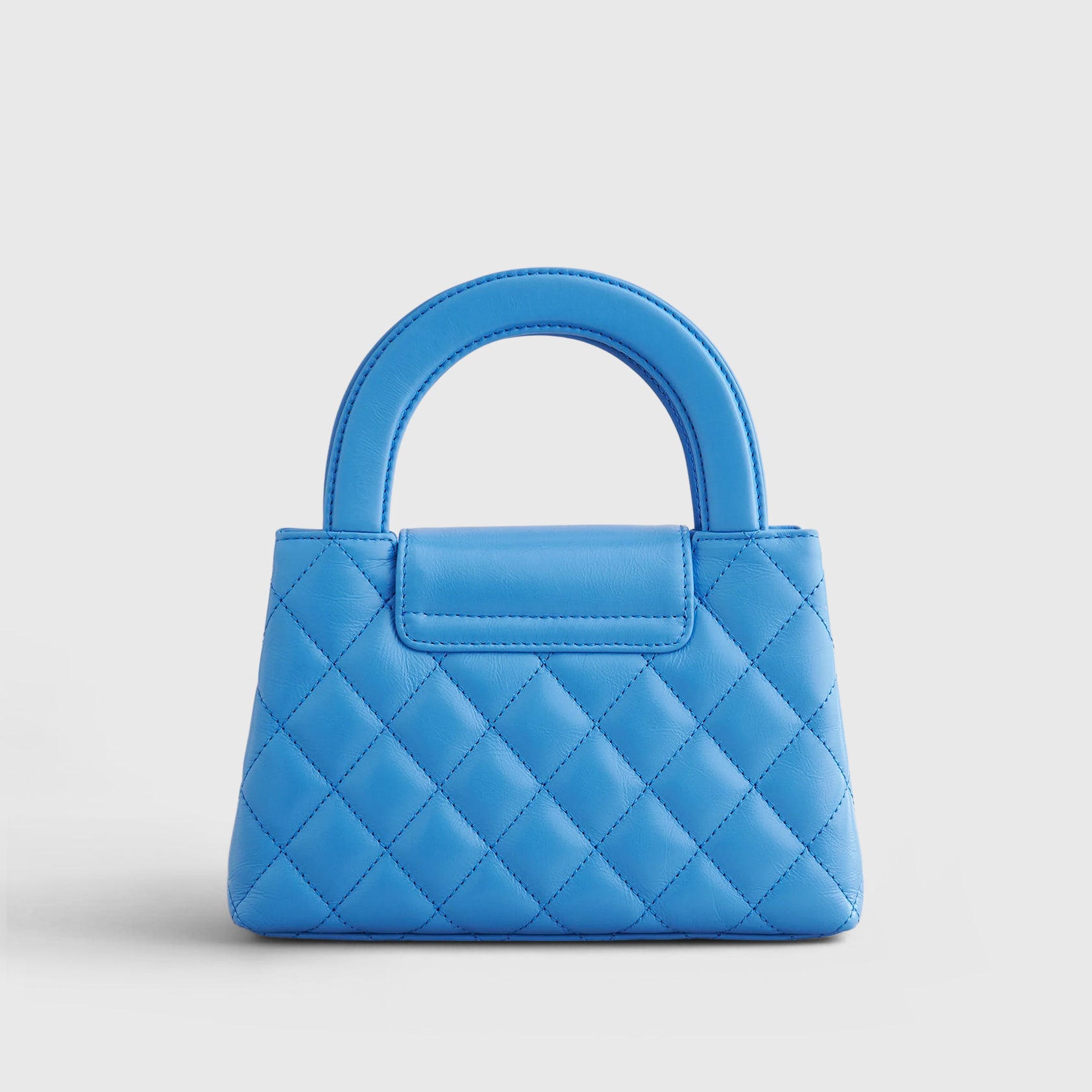 Chanel Shopping Bag Mini Calfskin Blue Gold Hardware - eliteUSA