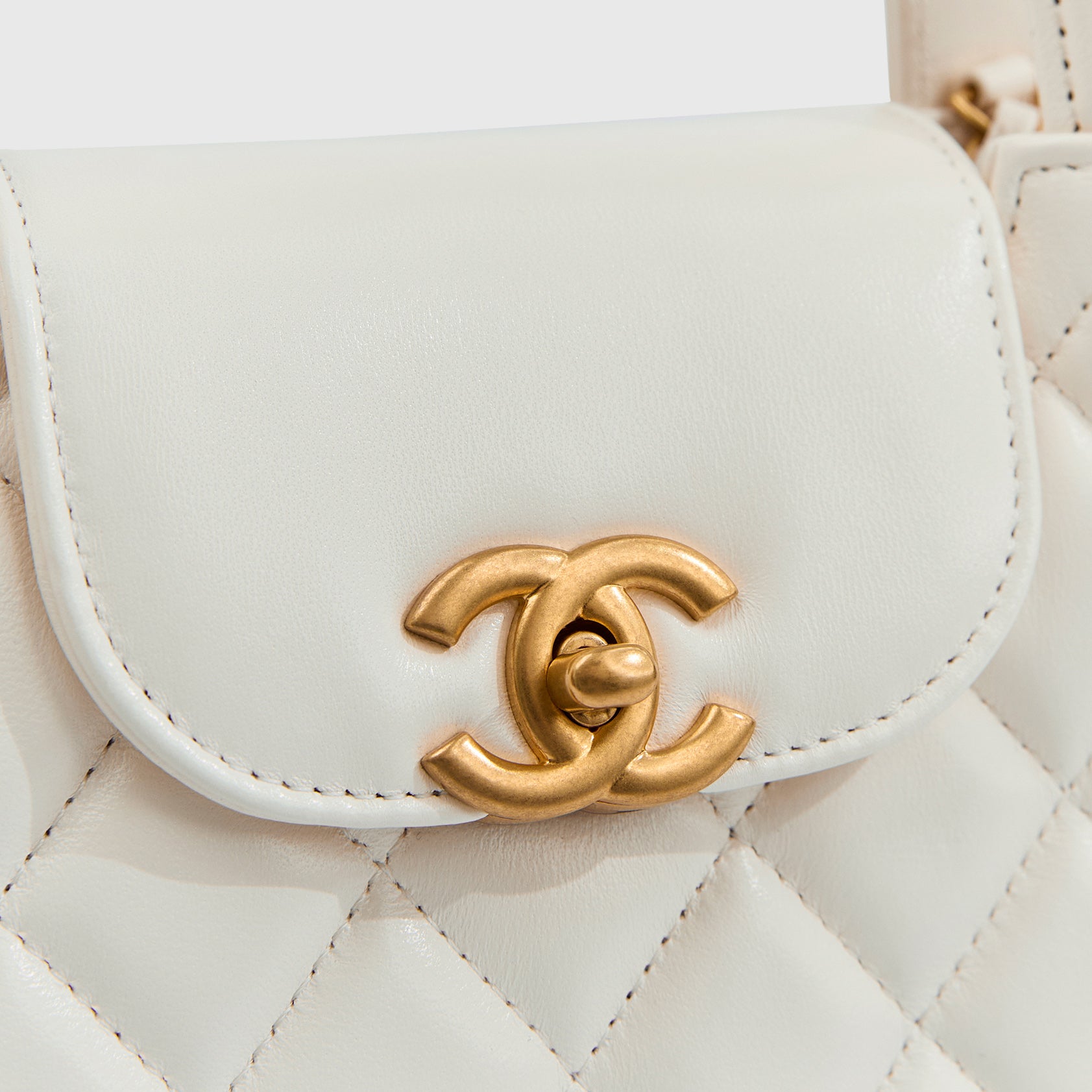 Chanel Shopping Bag Mini Calfskin White Gold Hardware