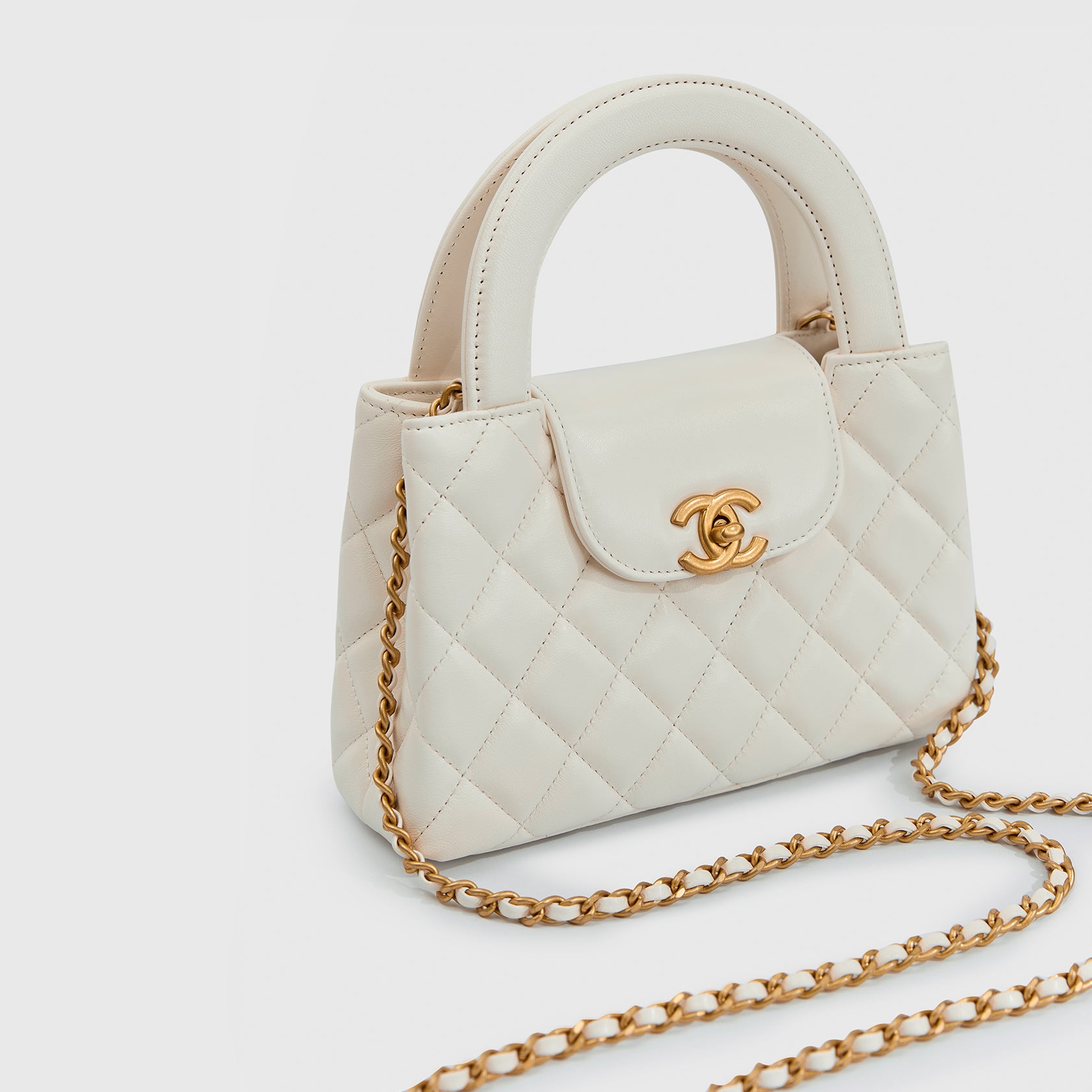 Chanel Shopping Bag Mini Calfskin White Gold Hardware