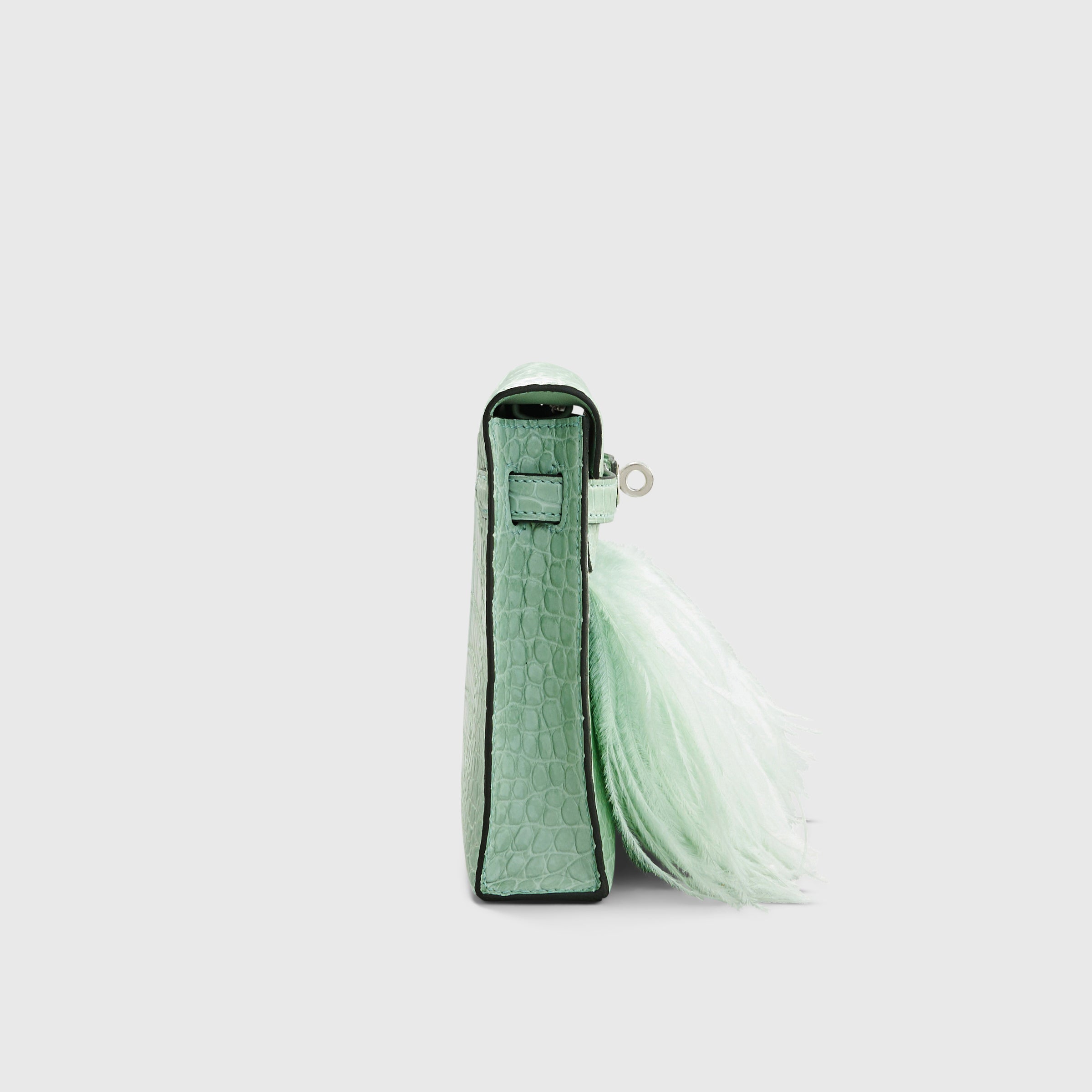 Hermès Kelly Elan Folie Croc and Ostrich Feather