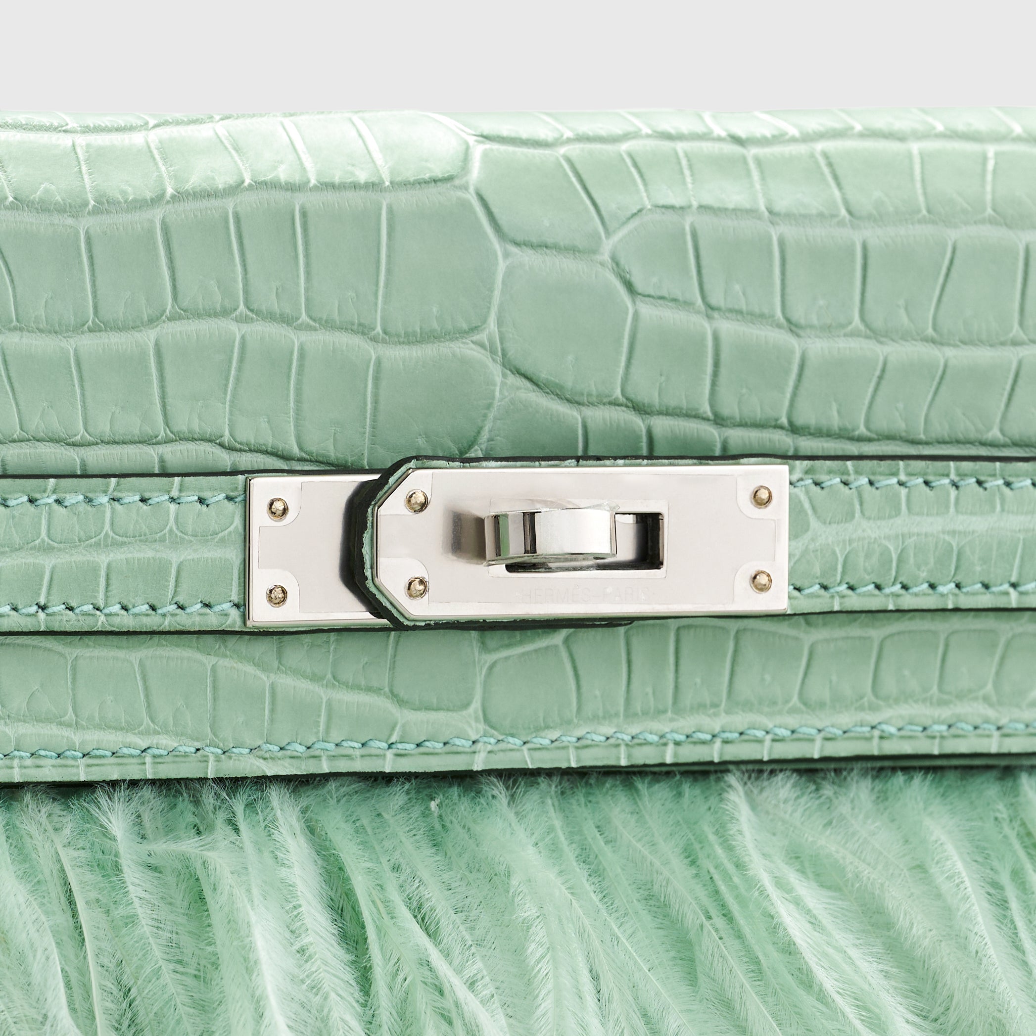 Hermès Kelly Elan Folie Croc and Ostrich Feather