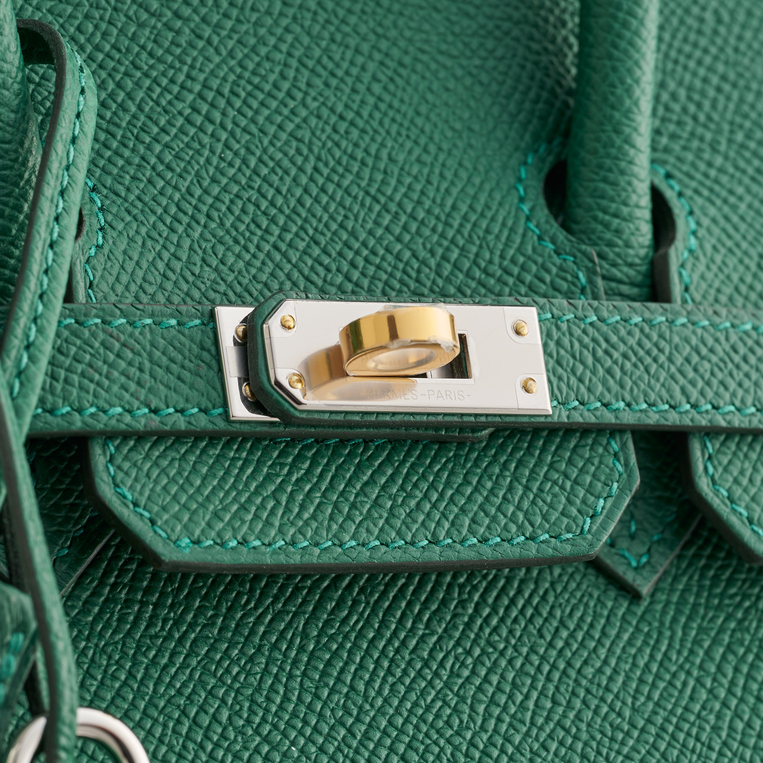 Hermès Birkin 25 Epsom Vert Moyen Electrum Sellier