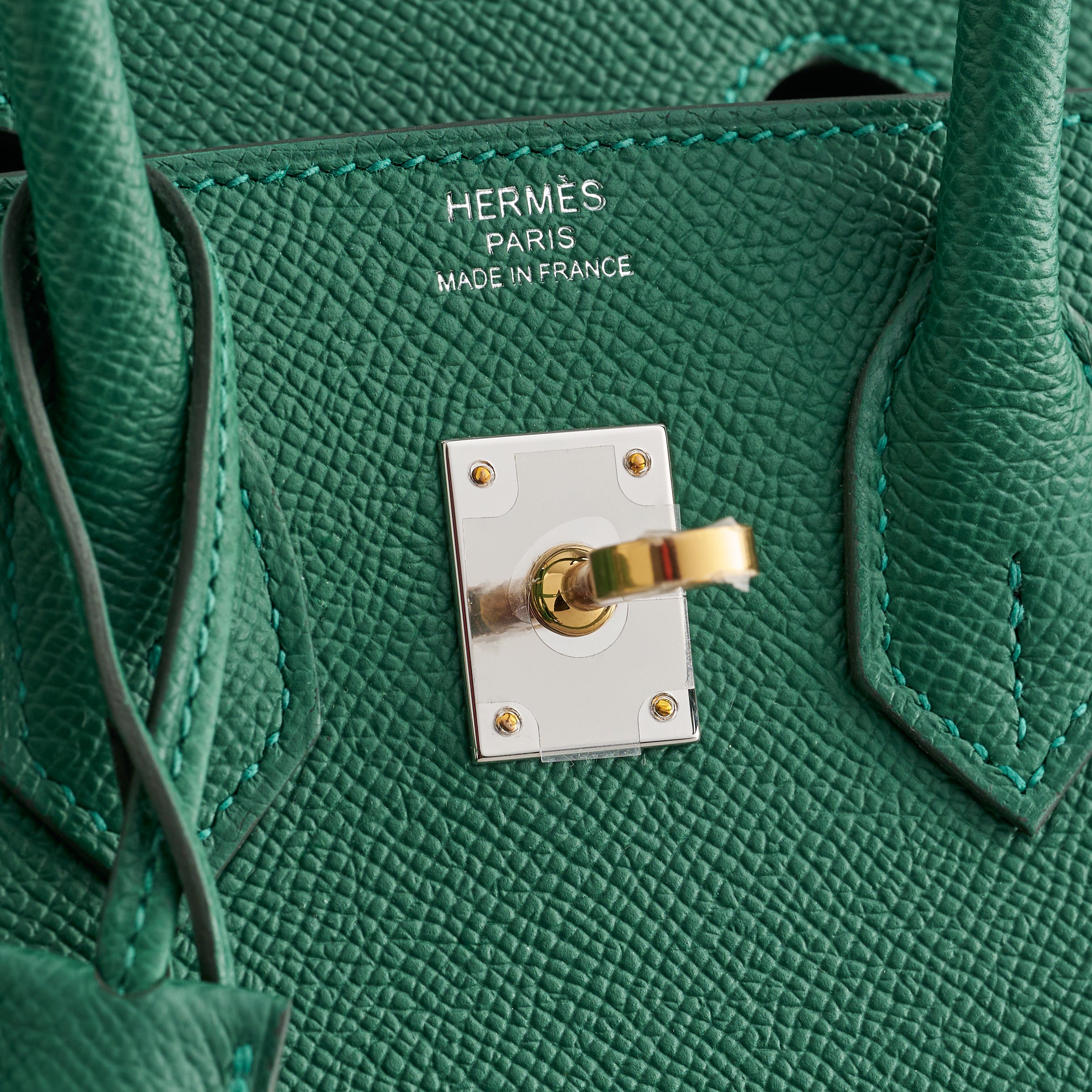 Hermès Birkin 25 Epsom Vert Moyen Electrum Sellier