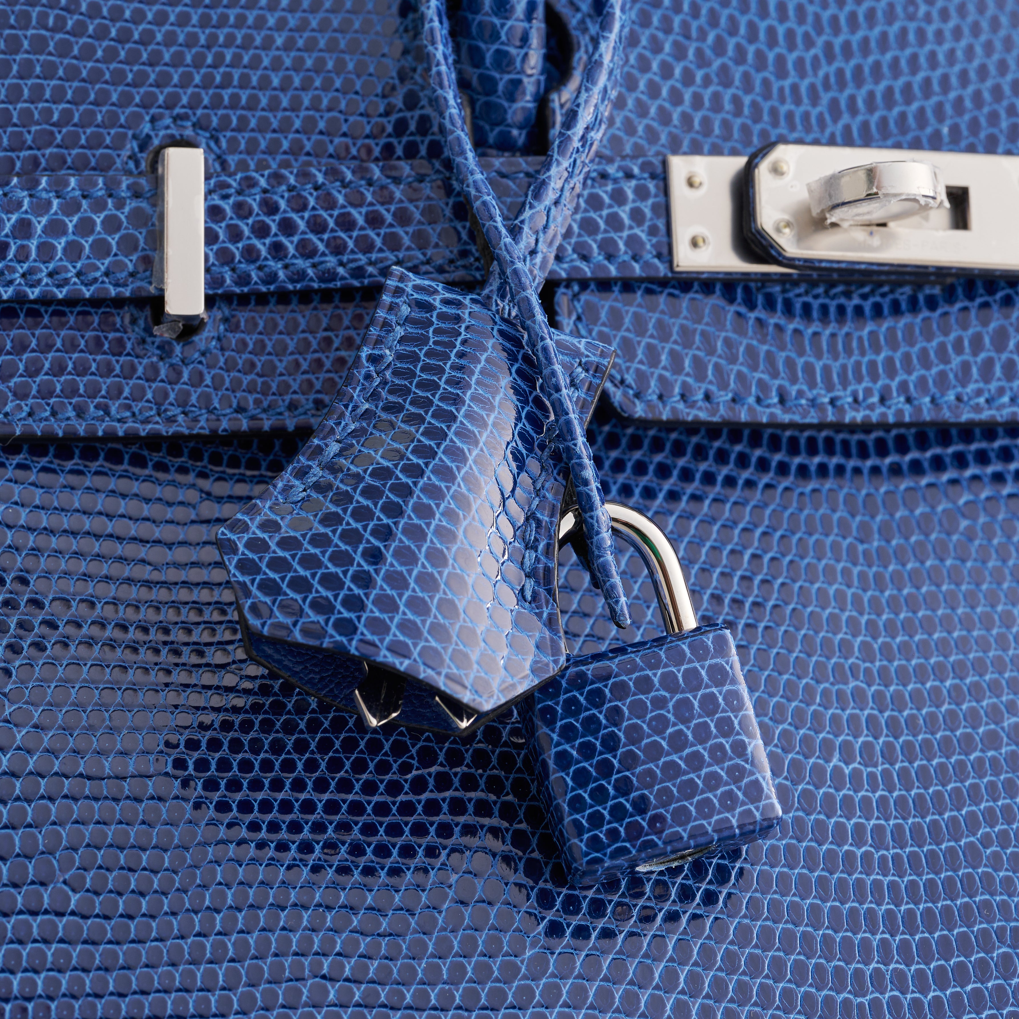 Hermès Birkin 25 Lizard Blue Sapphire Palladium Hardware Niloticus