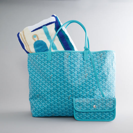 Goyard St. Louis Tote GM Turquoise w/Balise Beach Towel Limited Edition