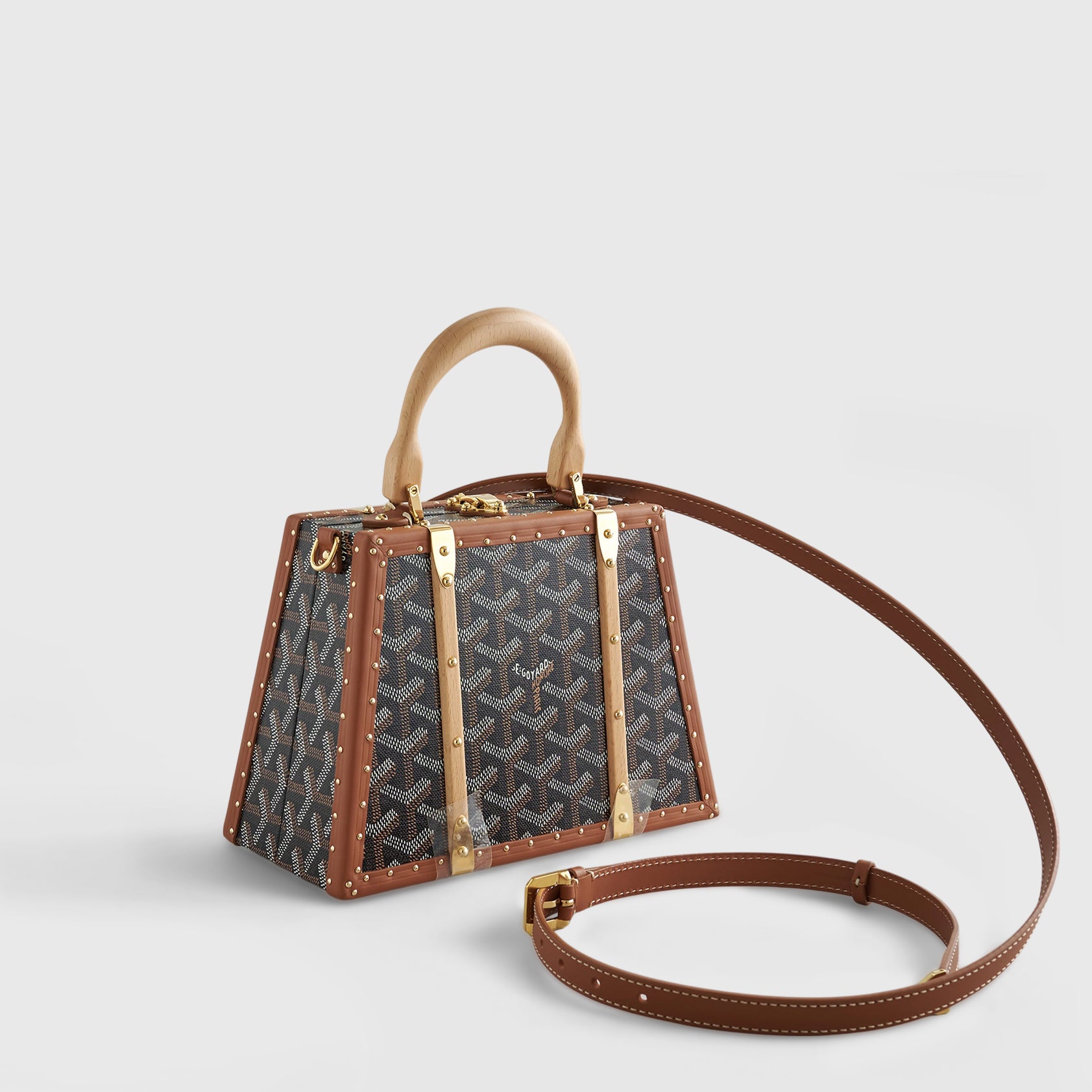 Goyard Saigon Trunk Bag Mini Black/Tan Gold Hardware - eliteUSA