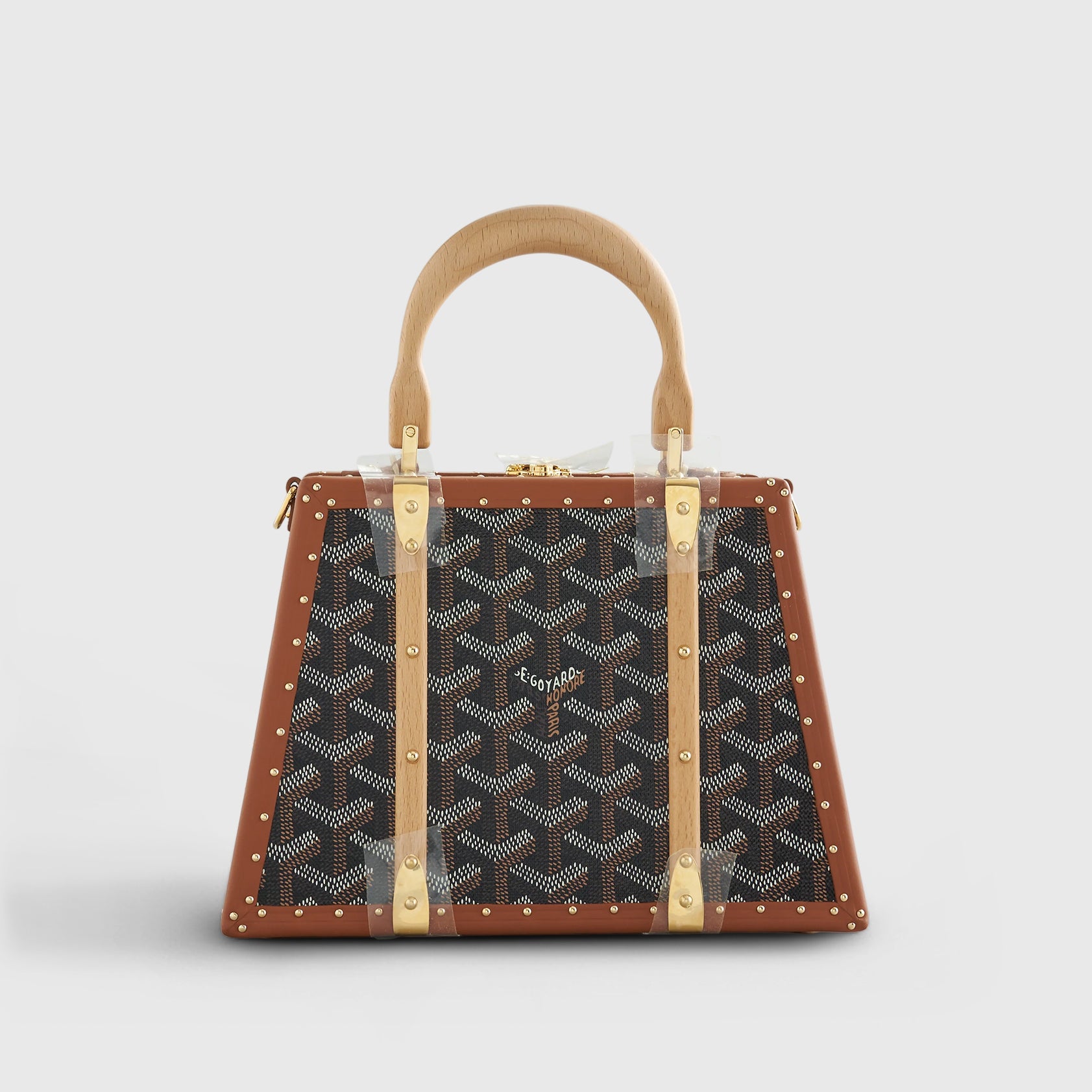 Goyard Saigon Trunk Bag Mini Black/Tan Gold Hardware - eliteUSA
