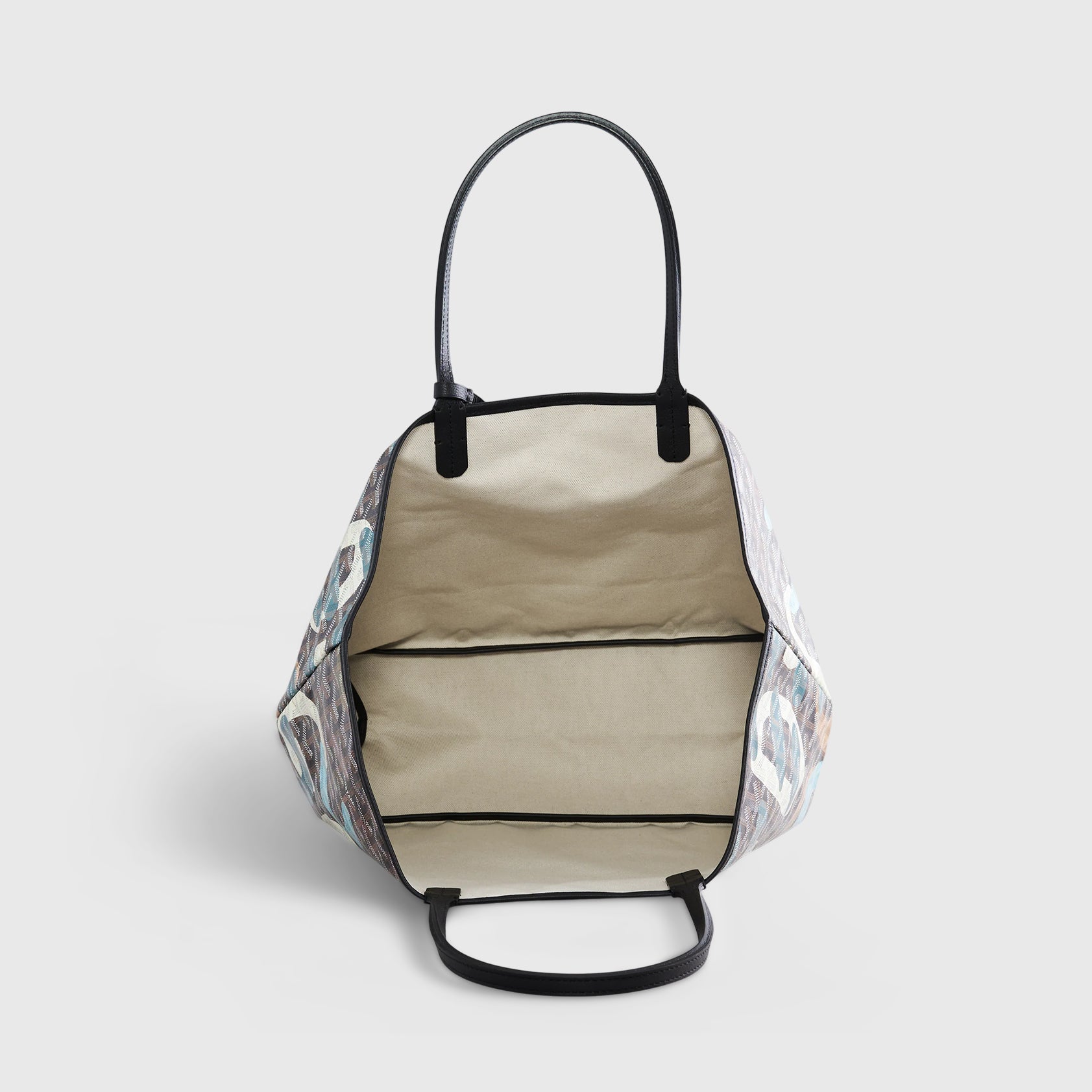 Goyard St. Louis Tote GM Black/Blue/Tan Camo Limited Edition Palladium Hardware - eliteUSA