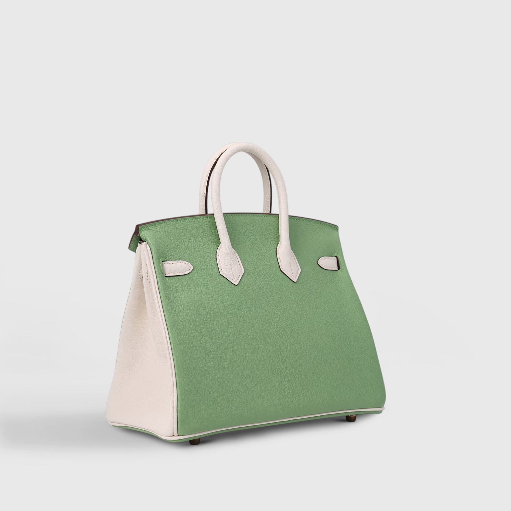 Hermès Birkin 25 Chevre Vert Criquet/Craie Rose Gold Hardware