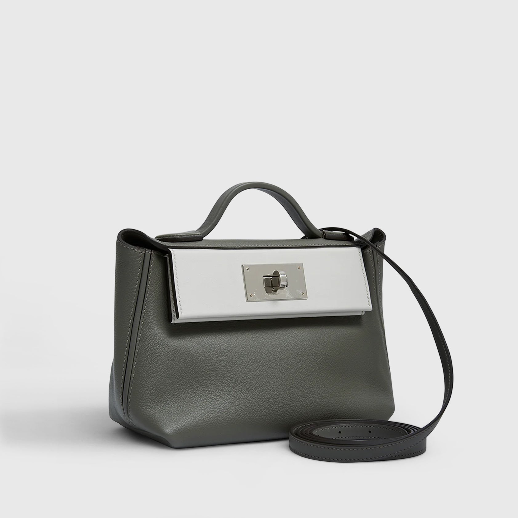 Hermès 24/24 Mini Evercolor, Swift Gris Meyer/Gris Pale Palladium Hardware