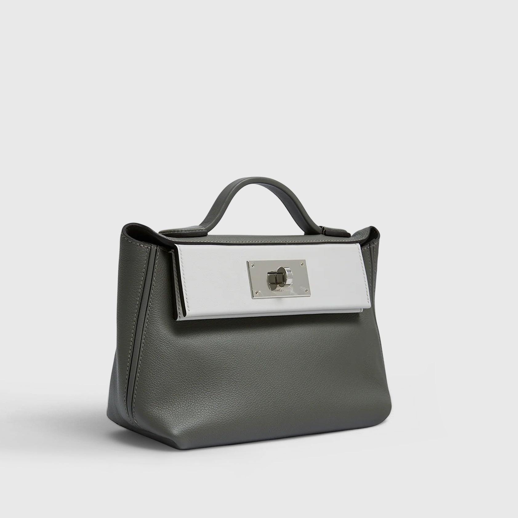 Hermès 24/24 Mini Evercolor, Swift Gris Meyer/Gris Pale Palladium Hardware