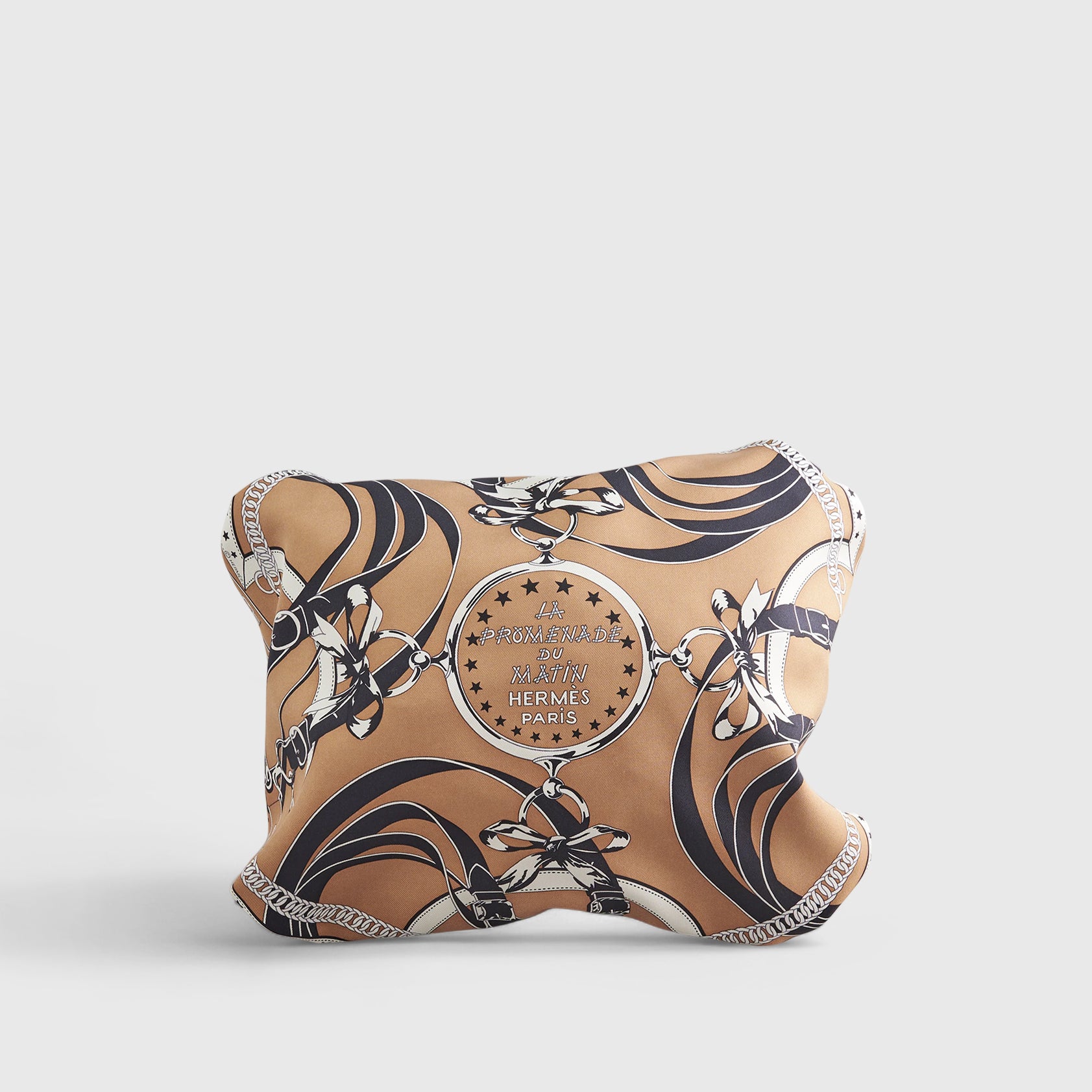 Hermès Balusoie Bag Silk Biscuit/Black La Promenade du Matin Bandana - eliteUSA