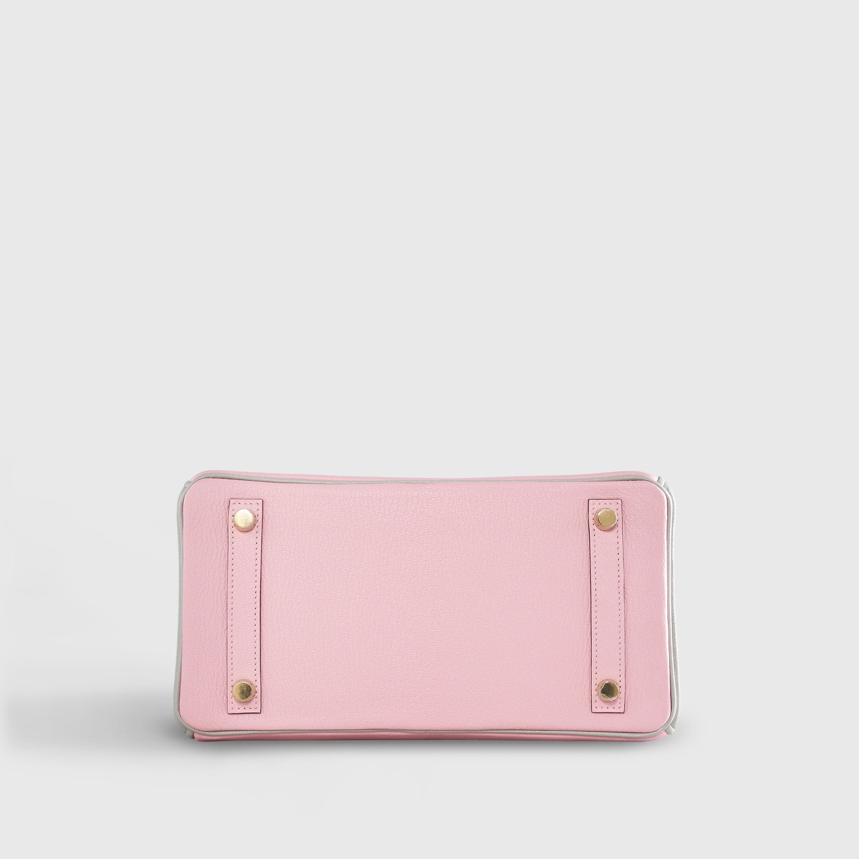 Hermès Birkin 25 Chevre Rose Sakura / Gris Perle Brushed Gold Hardware HSS - eliteUSA